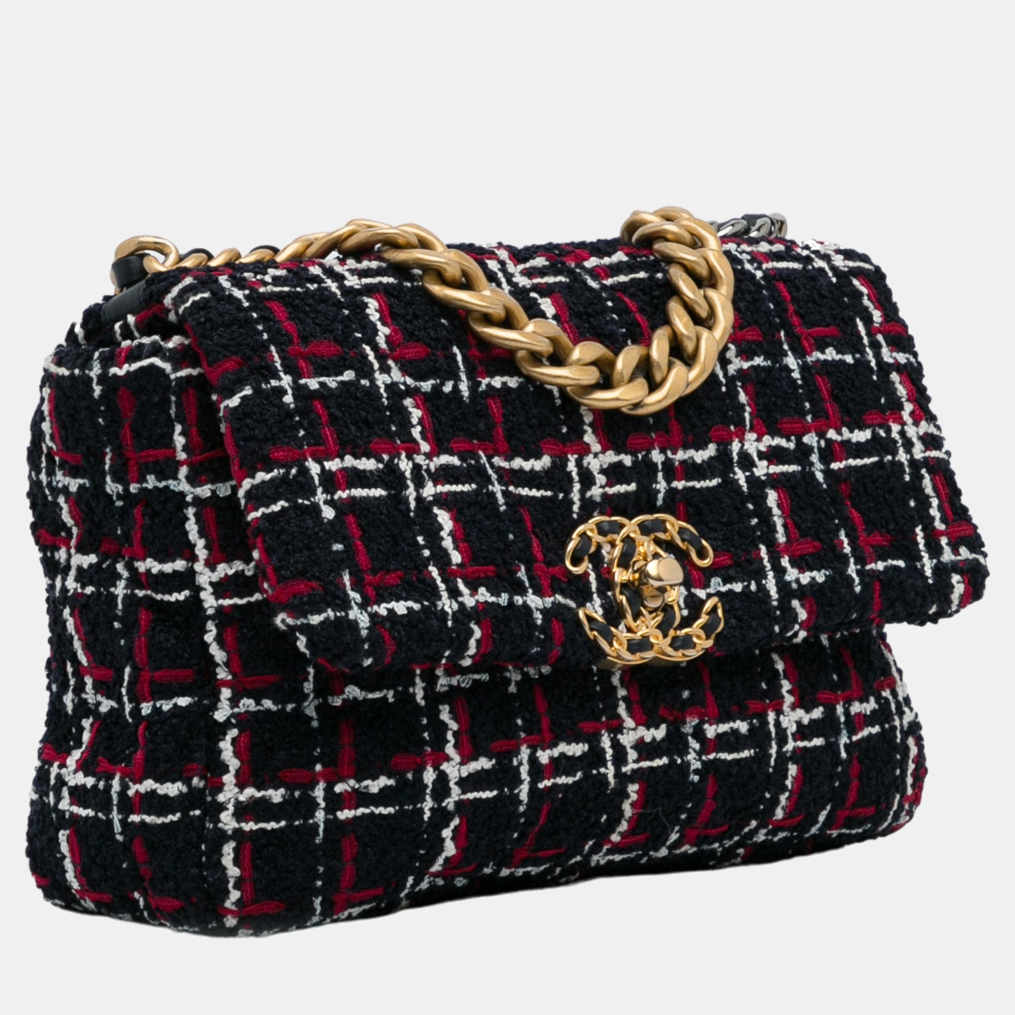 

Chanel Black/Red Medium Tweed 19 Flap Bag