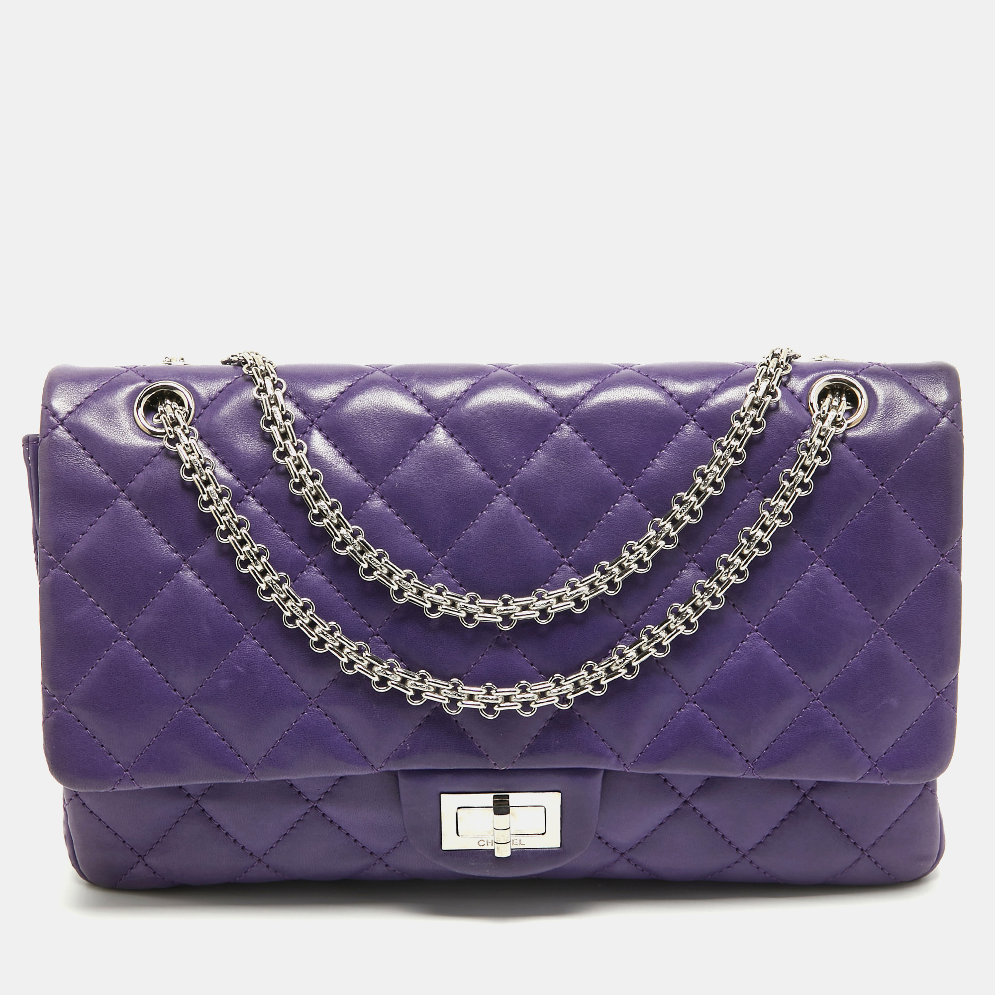 Pre-owned Chanel Purple Quilted Leather 227 Reissue 2.55 Flap Bag