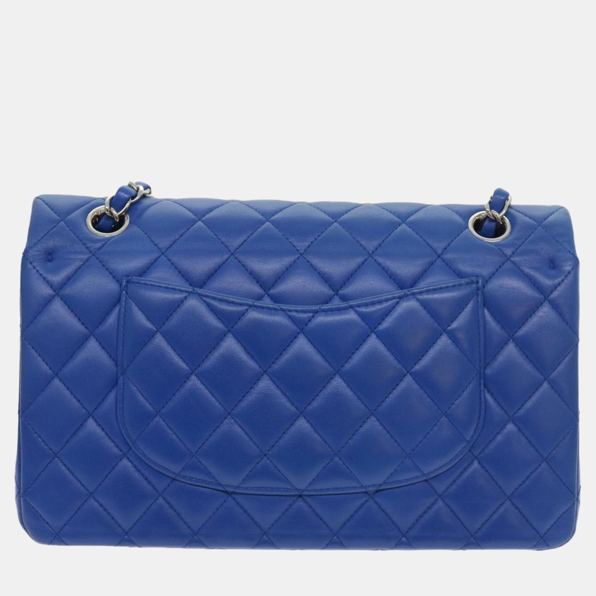 

Chanel Blue Leather Classic Double Flap Bag