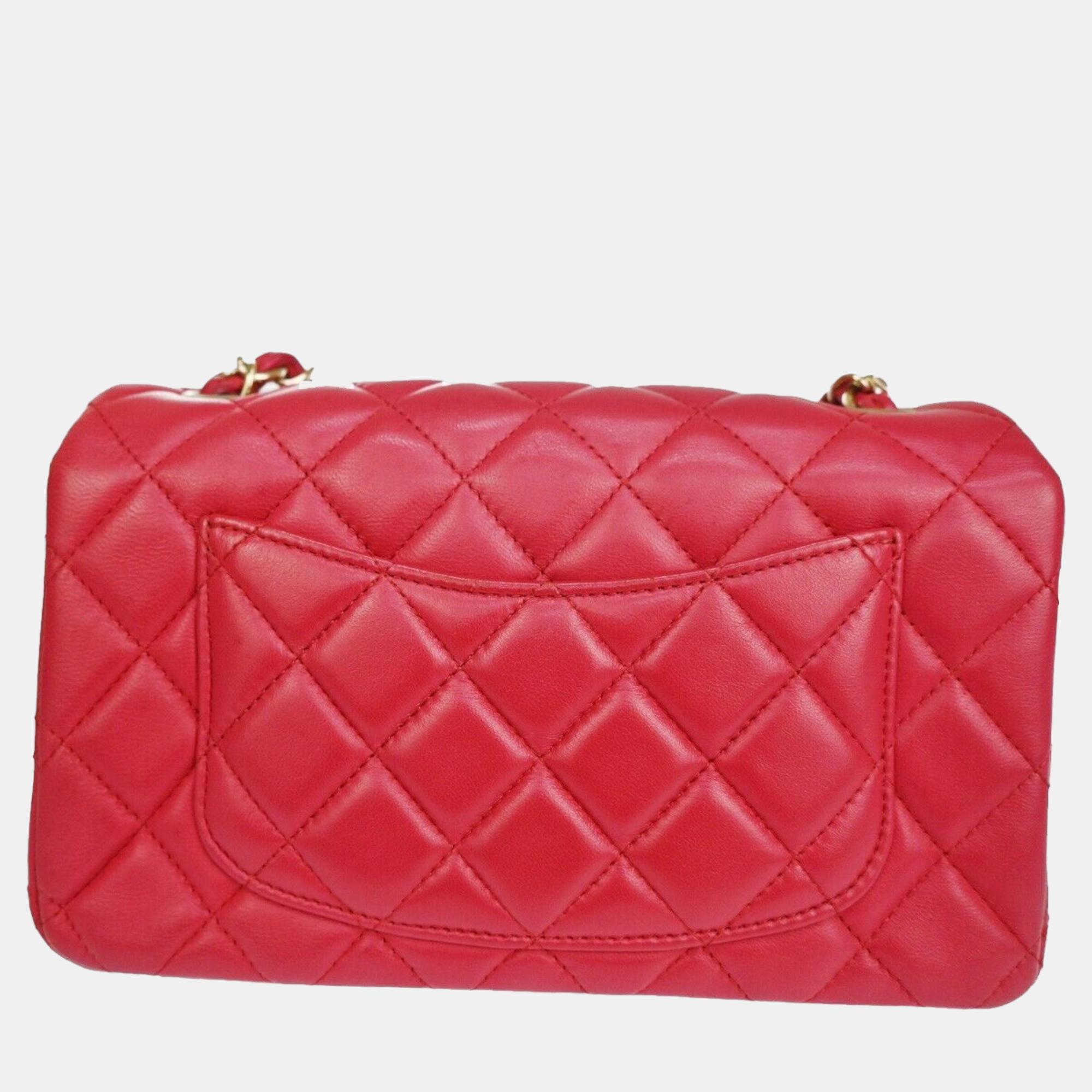 

Chanel Red Leather Classic Double Flap Bag