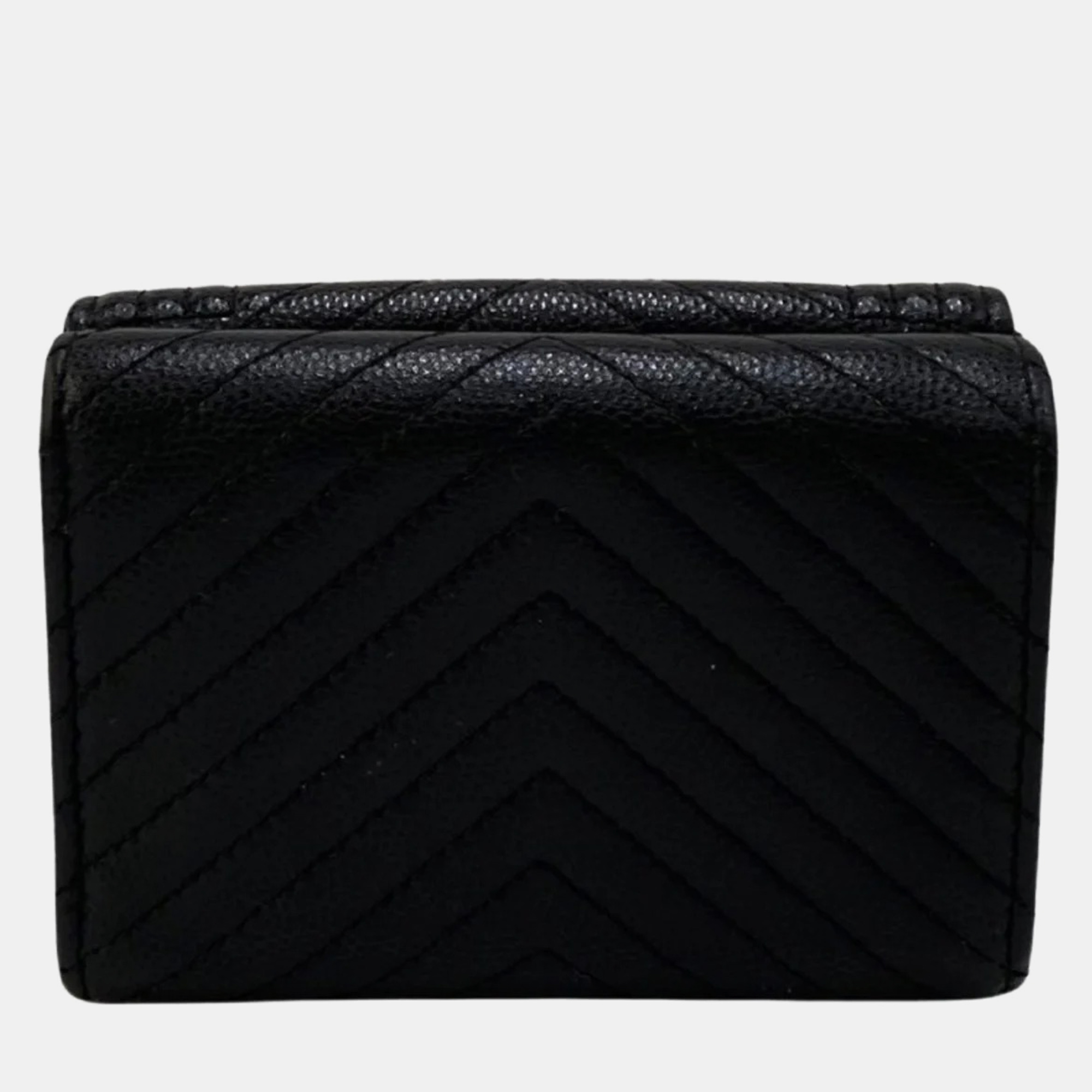 

Chanel Black Caviar Skin Leather Mini Boy Trifold Wallet