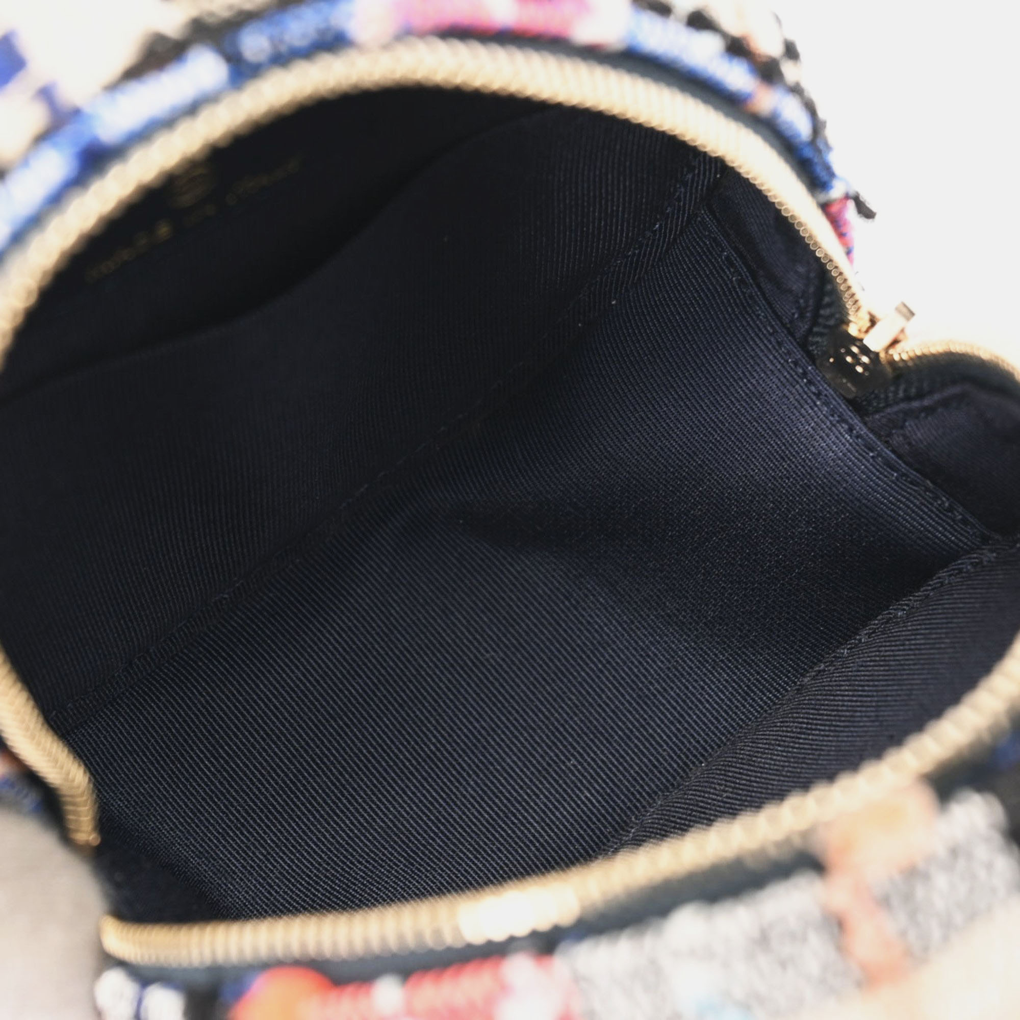 Chanel Tweed Round Crossbody Bag 