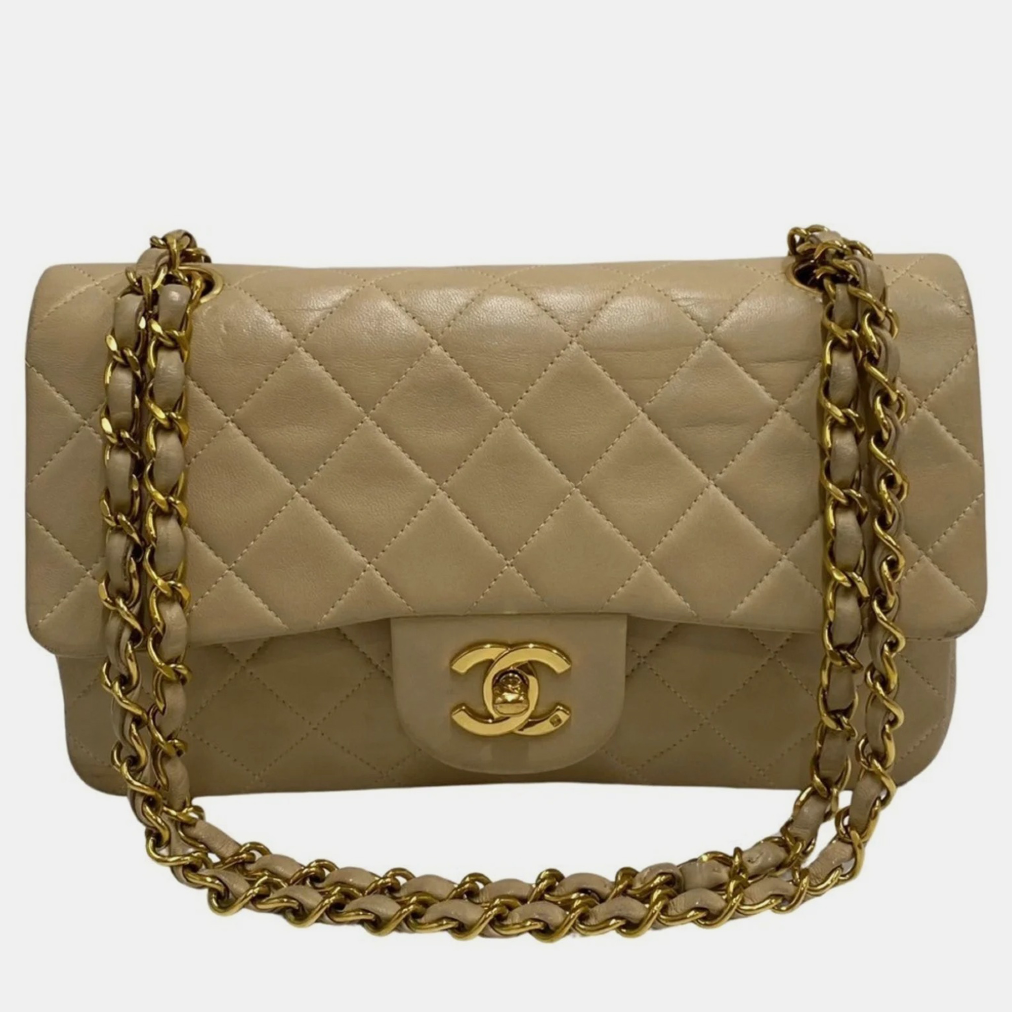 

Chanel Beige Leather Small Classic Double Flap Bag