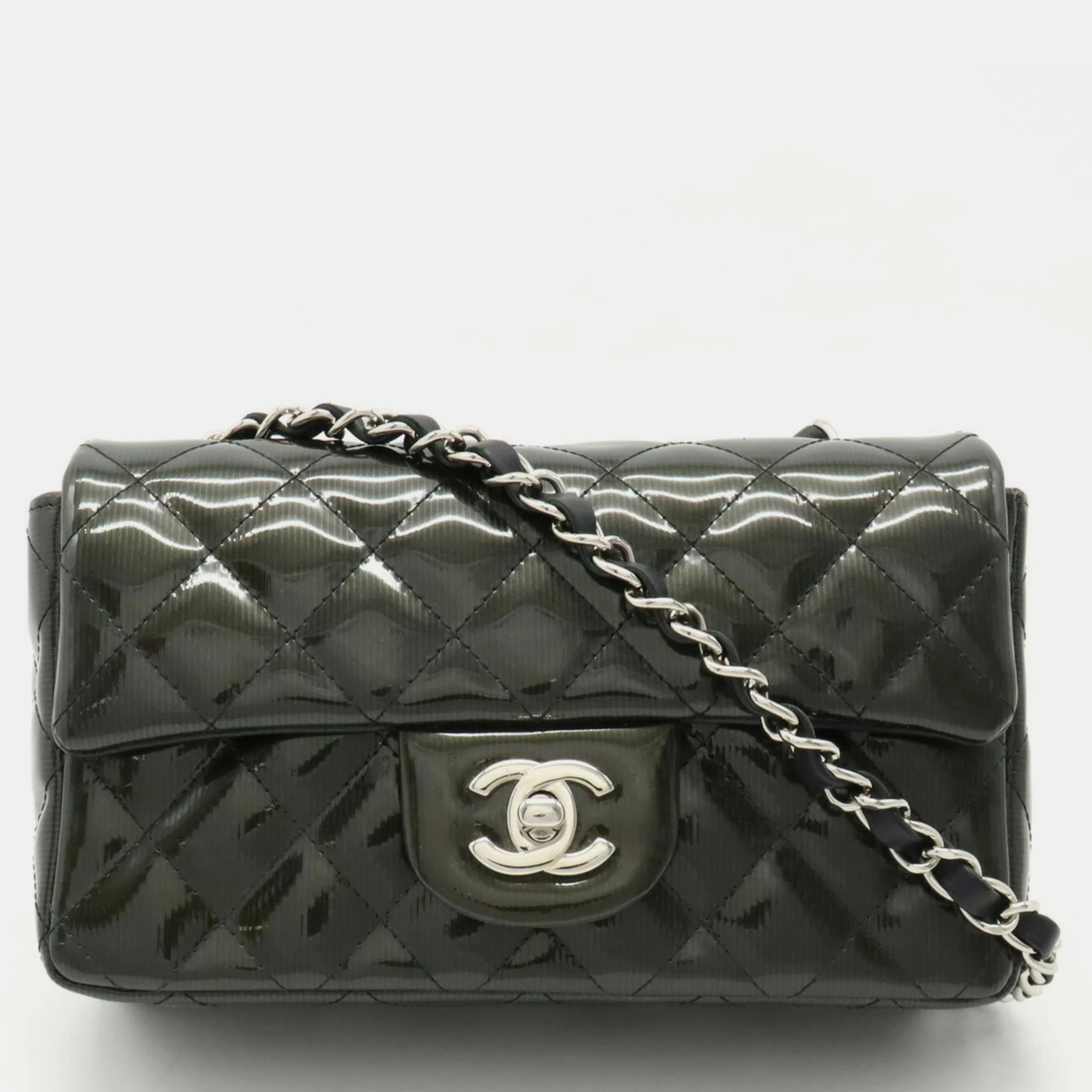 

Chanel Patent Leather Coco Mark Chain Shoulder Bag, Black