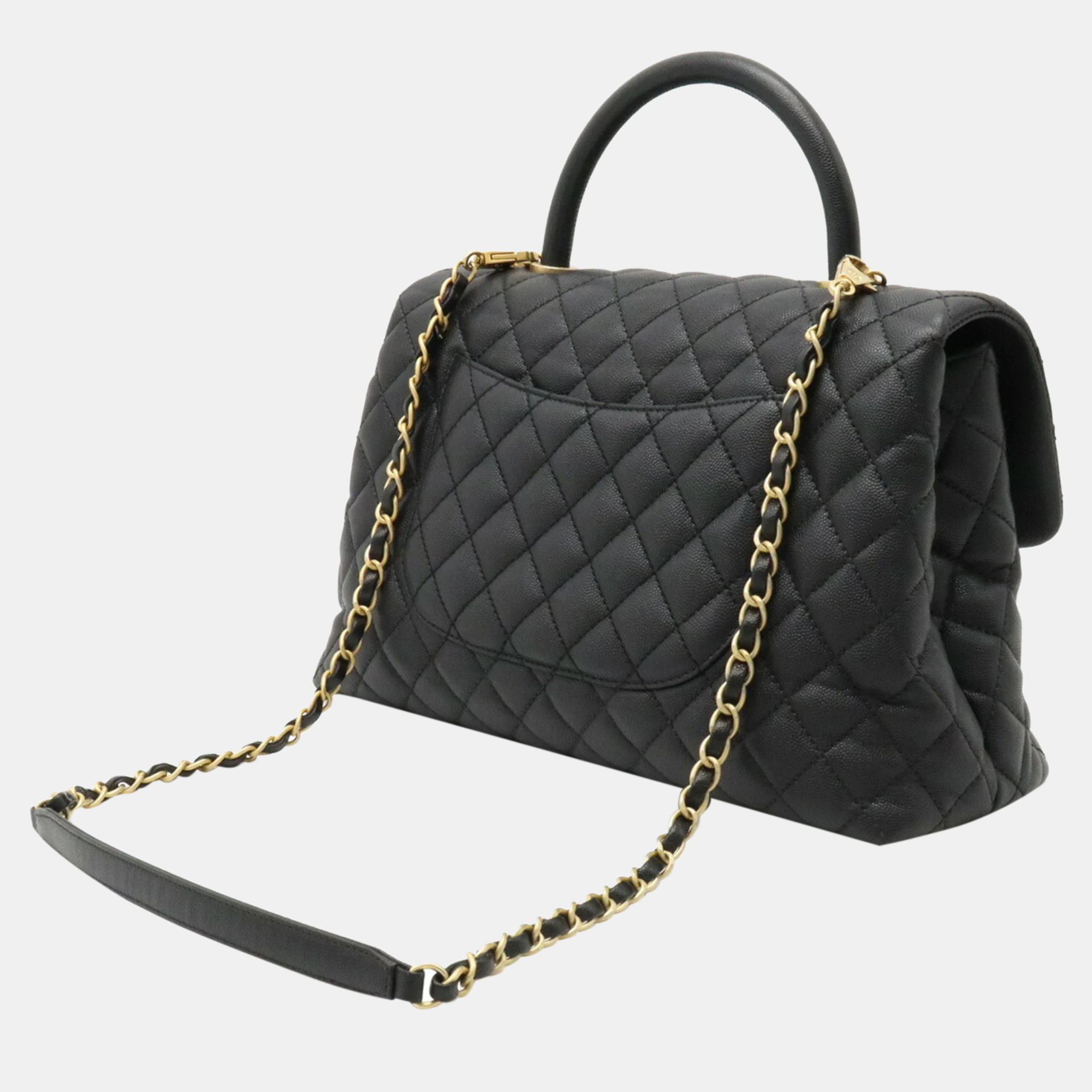 

Chanel Black Caviar Leather Medium Coco Handle Flap Bag