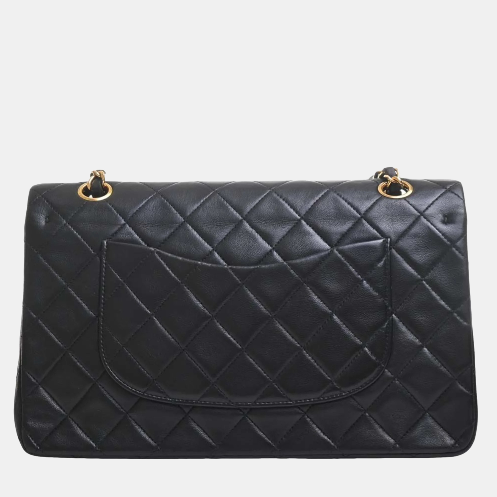 

Chanel Lambskin Leather  Classic Double Flap Shoulder Bags, Black