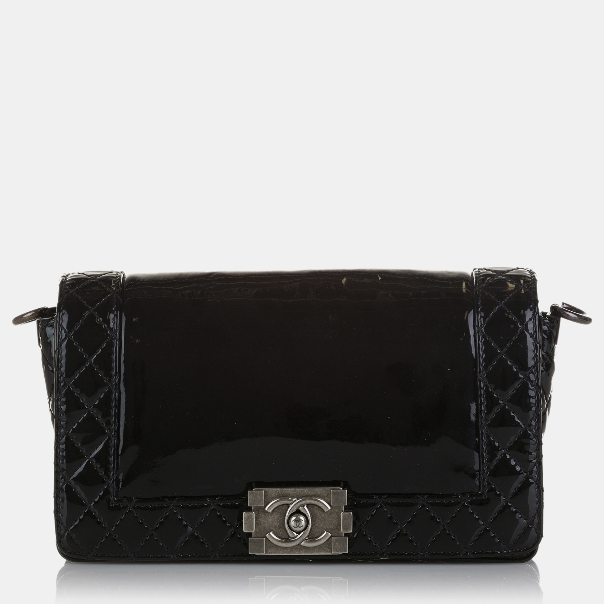 

Chanel Medium Patent Reverso Boy Flap, Black