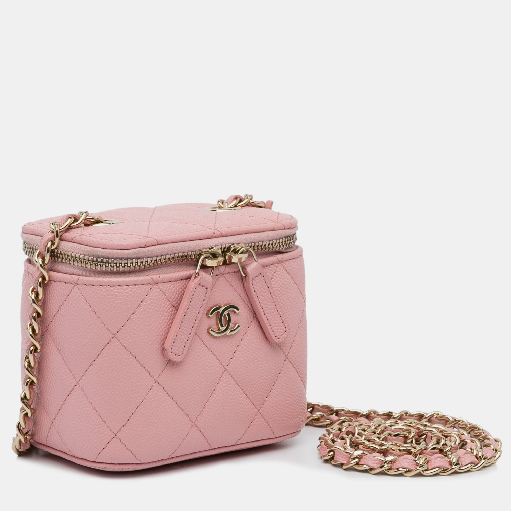 

Chanel Mini Classic Caviar Vanity Case, Pink