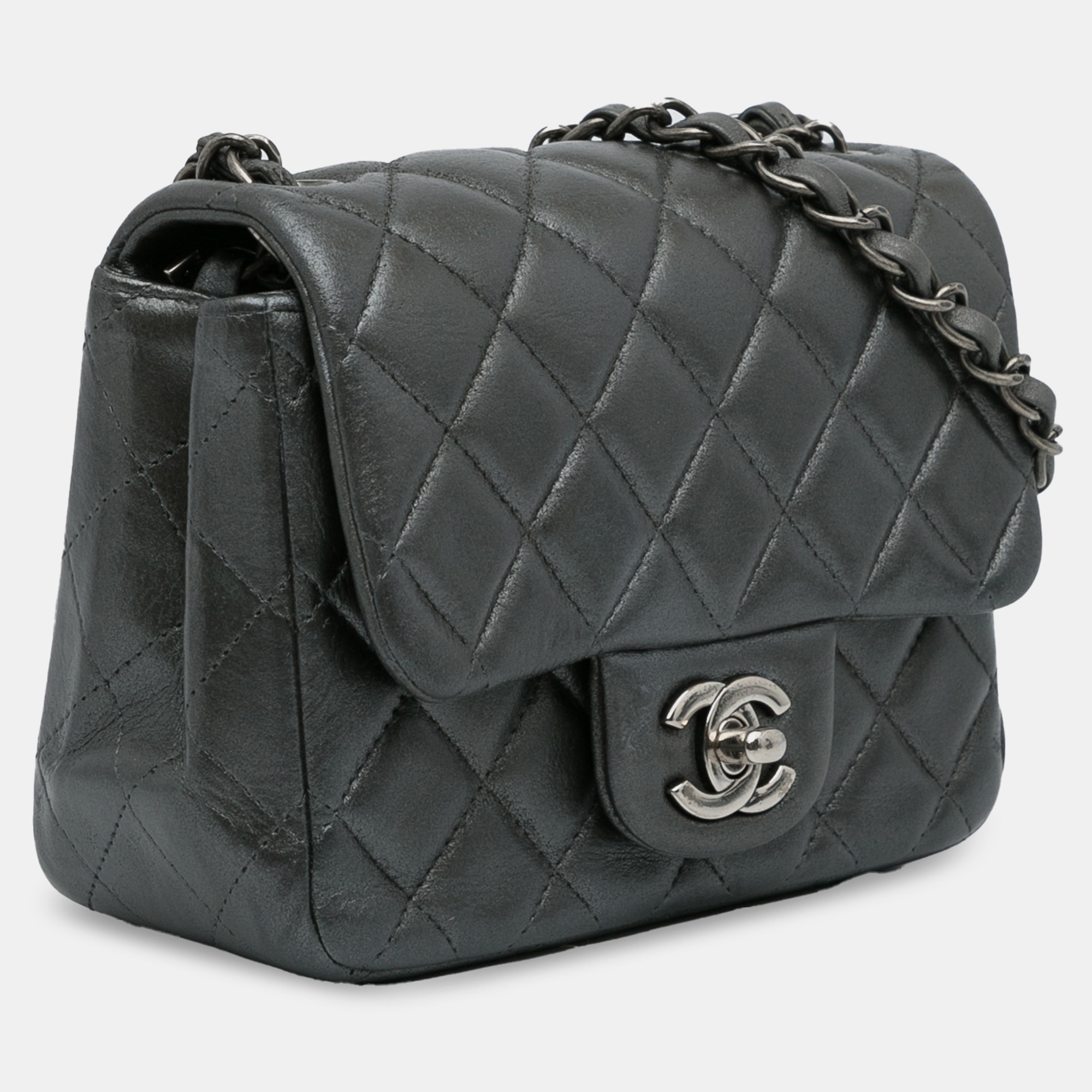 

Chanel Mini Classic Lambskin Square Single Flap, Grey