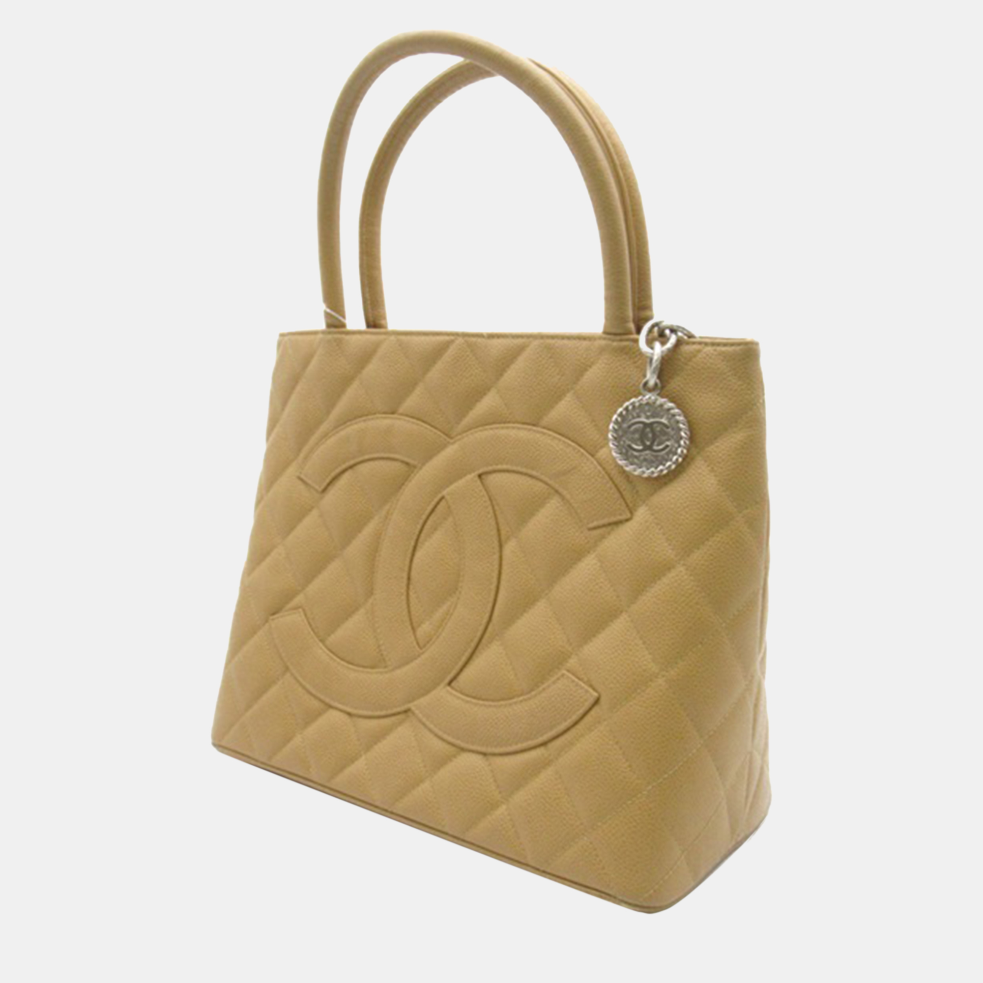 

Chanel Brown Leather CC Caviar Medallion Tote