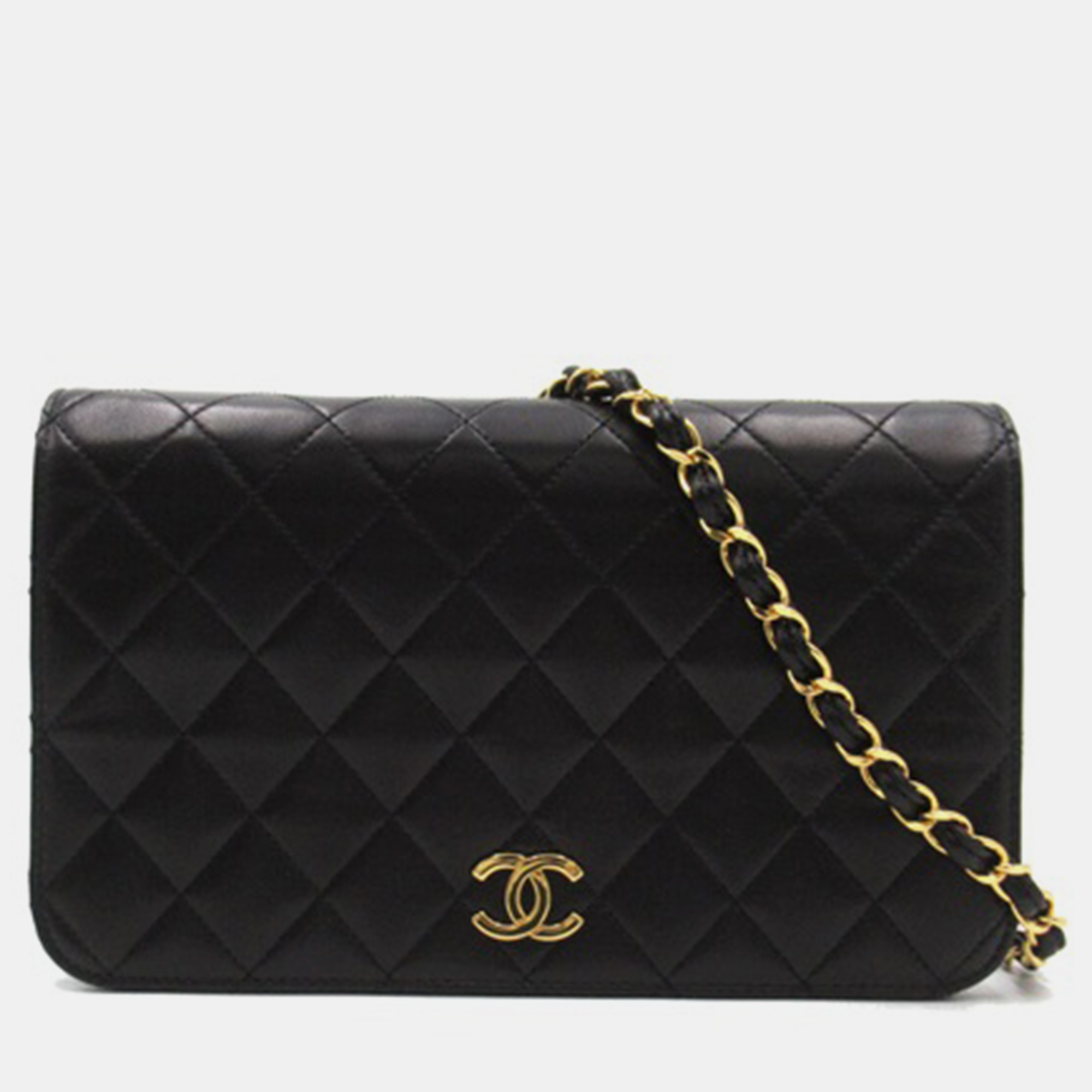 

Chanel Black Leather CC Quilted Leather Full Flap Bag