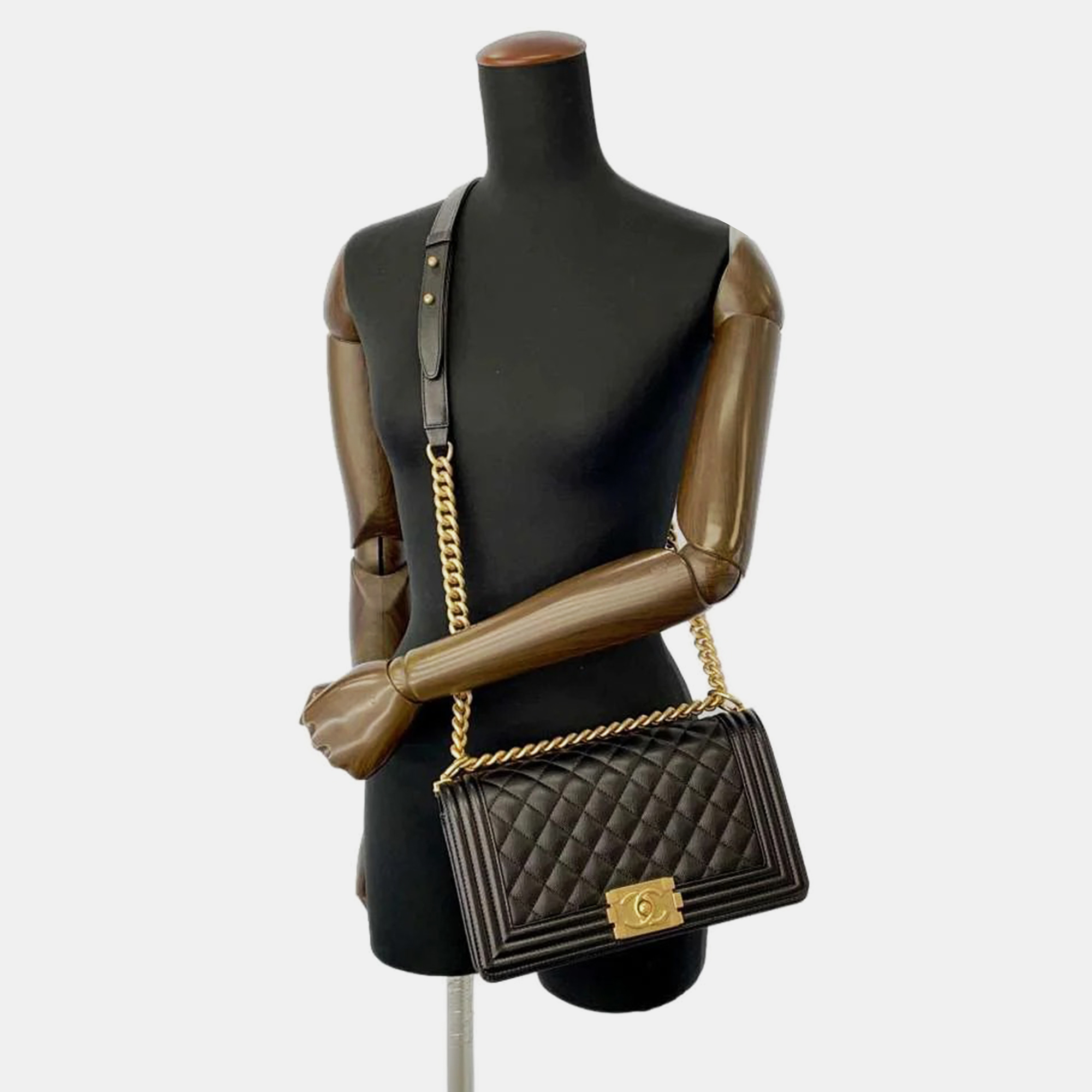 

Chanel Black Calf Leather Medium Boy Shoulder Bag