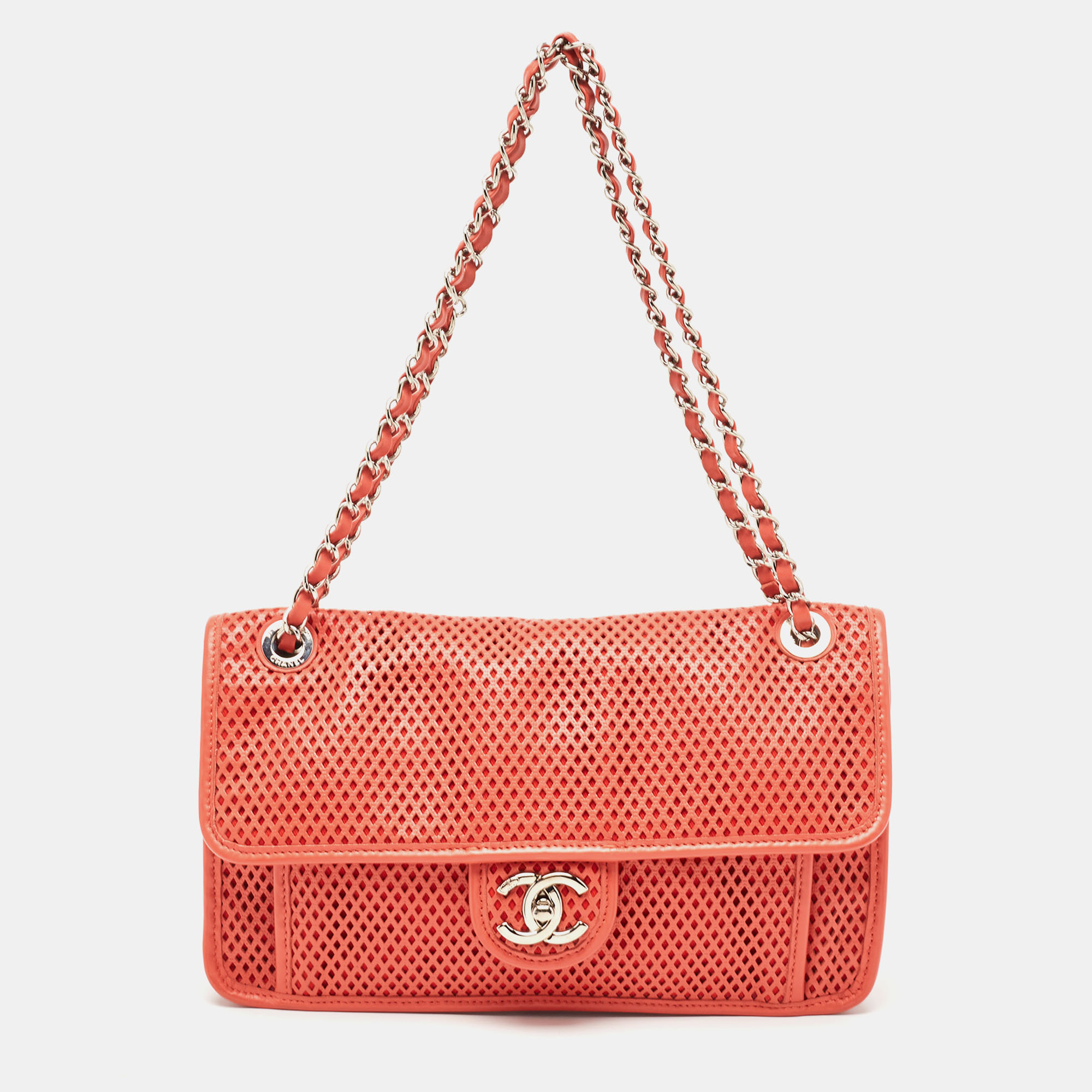 

Chanel Red Perforated Leather Up in the Air Flap Bag