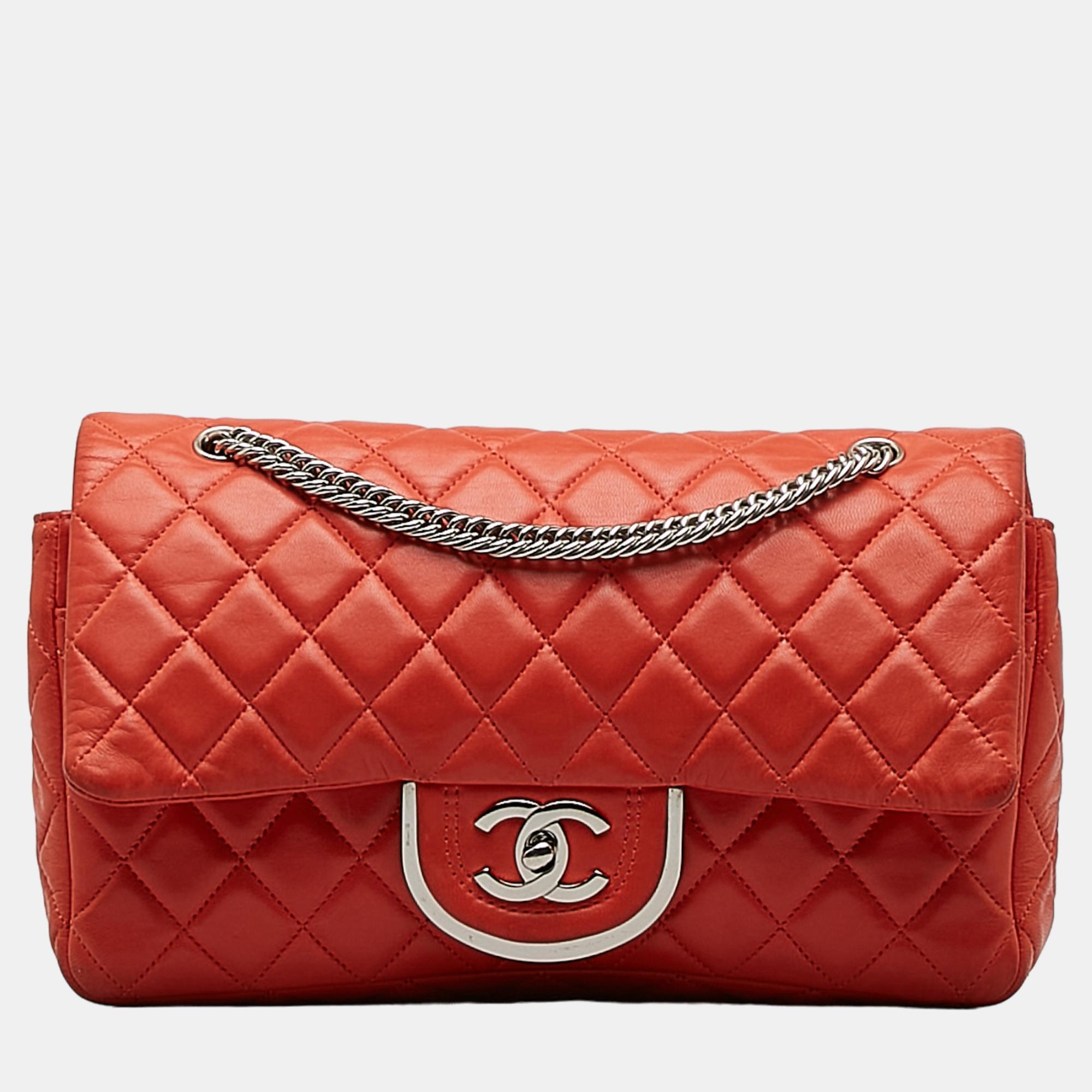 

Chanel Orange CC Quilted Flap Shoulder Bag