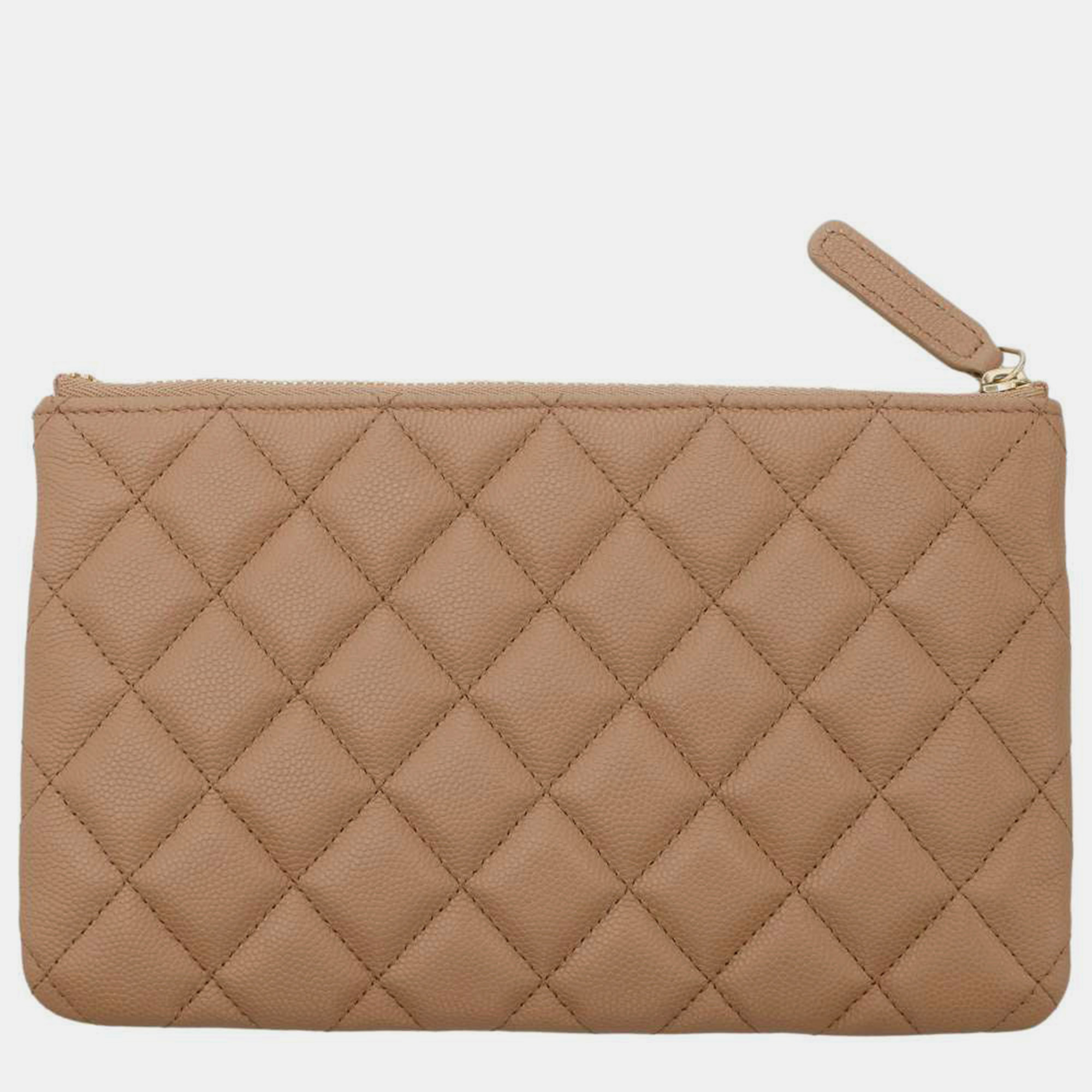 

Chanel Beige Leather Small O-Case Clutch Bag