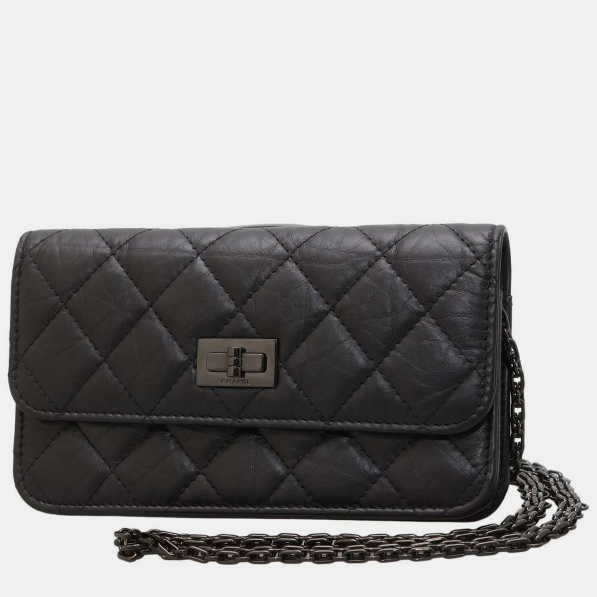 

Chanel Black Leather 2.55 Reissue Wallet on Chain