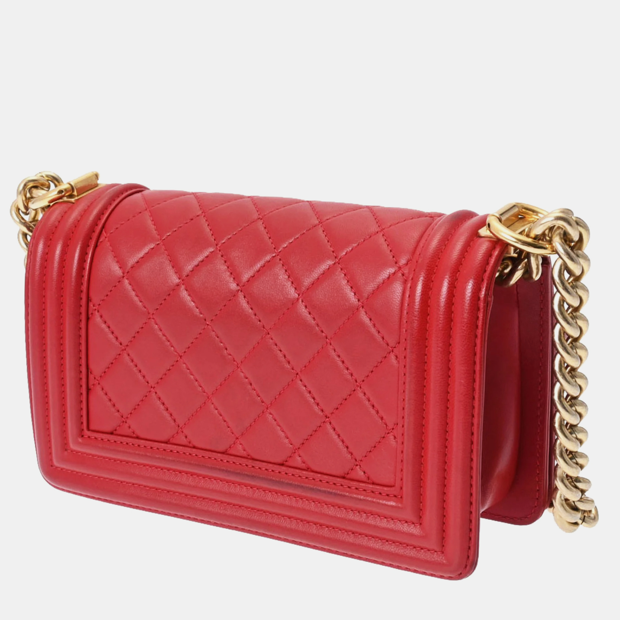 

Chanel Caviar Leather Small Boy Shoulder Bags, Red