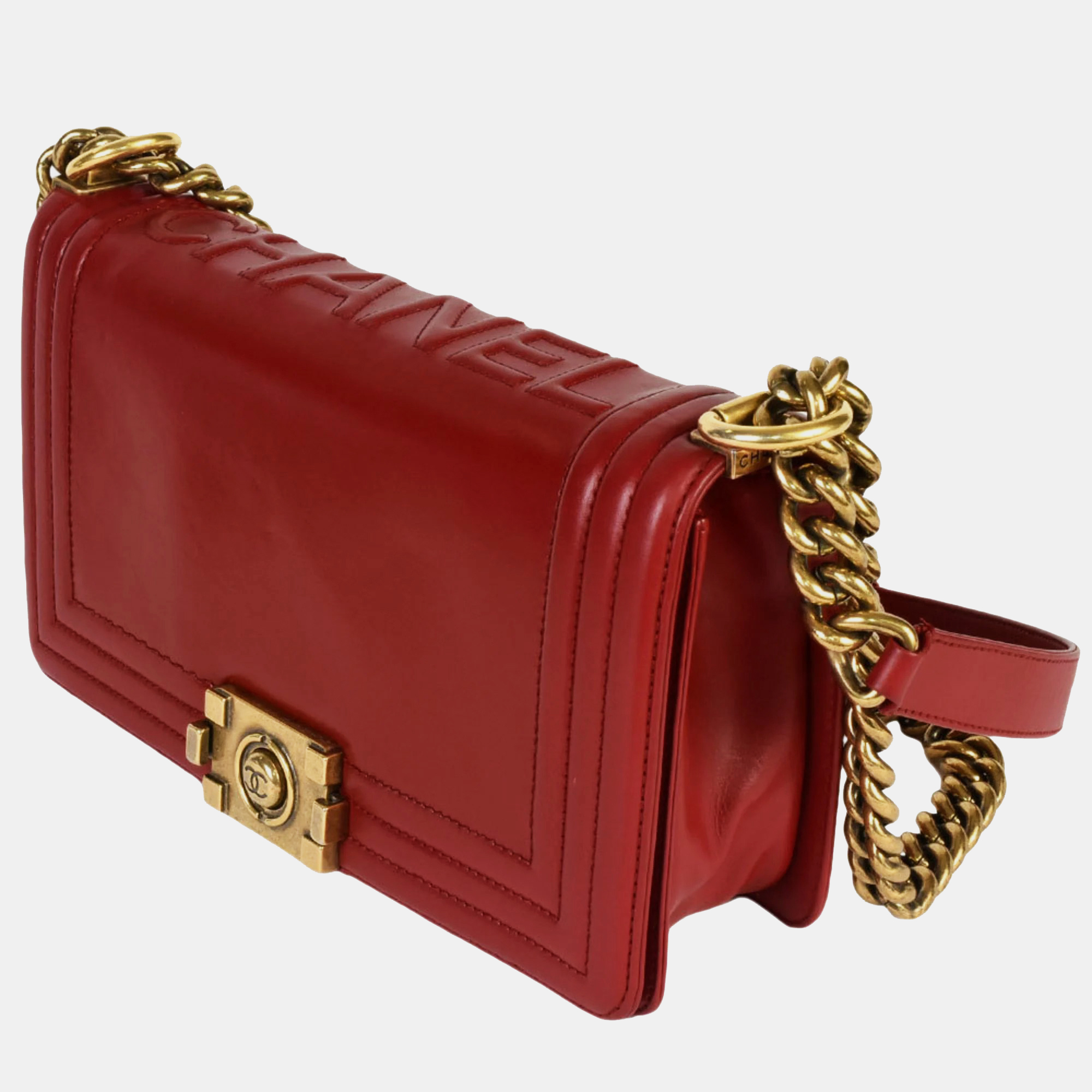 

Chanel Brown  Original Clasp Boy Bag, Red