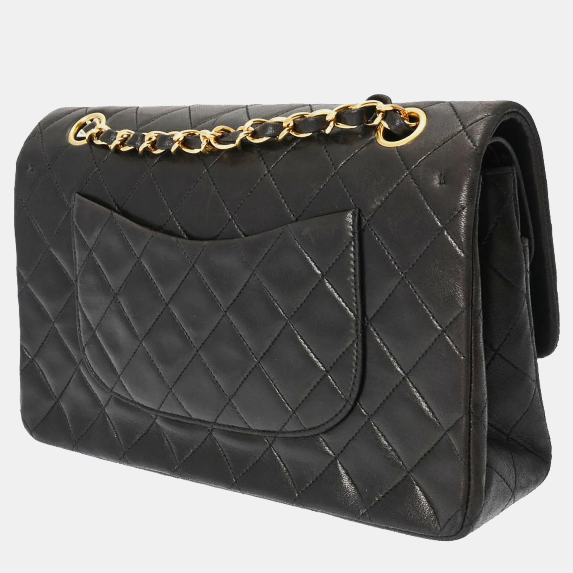 

Chanel Lambskin Leather  Classic Double Flap Shoulder Bags, Black