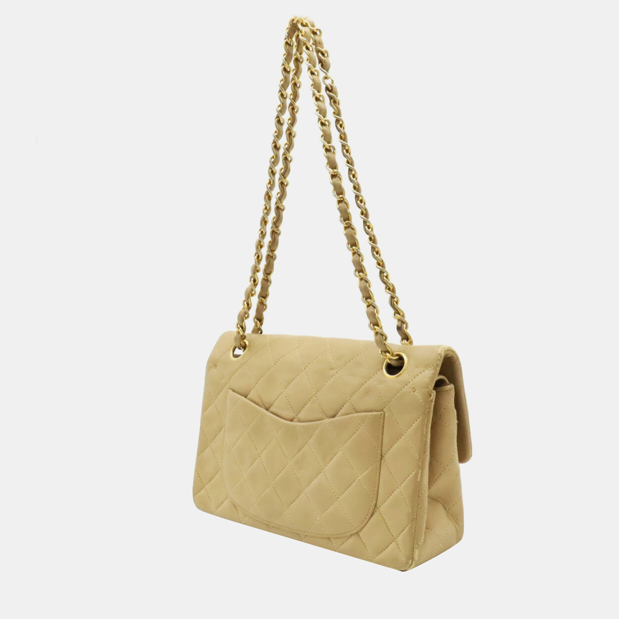 

Chanel Lambskin Leather  Classic Double Flap Shoulder Bags, Beige