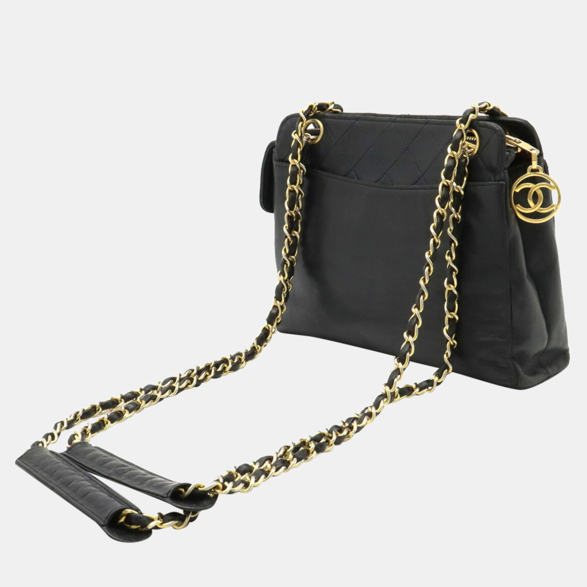 

Chanel Black Quilted Leather CC Front Pocket Chain Tote Bag
