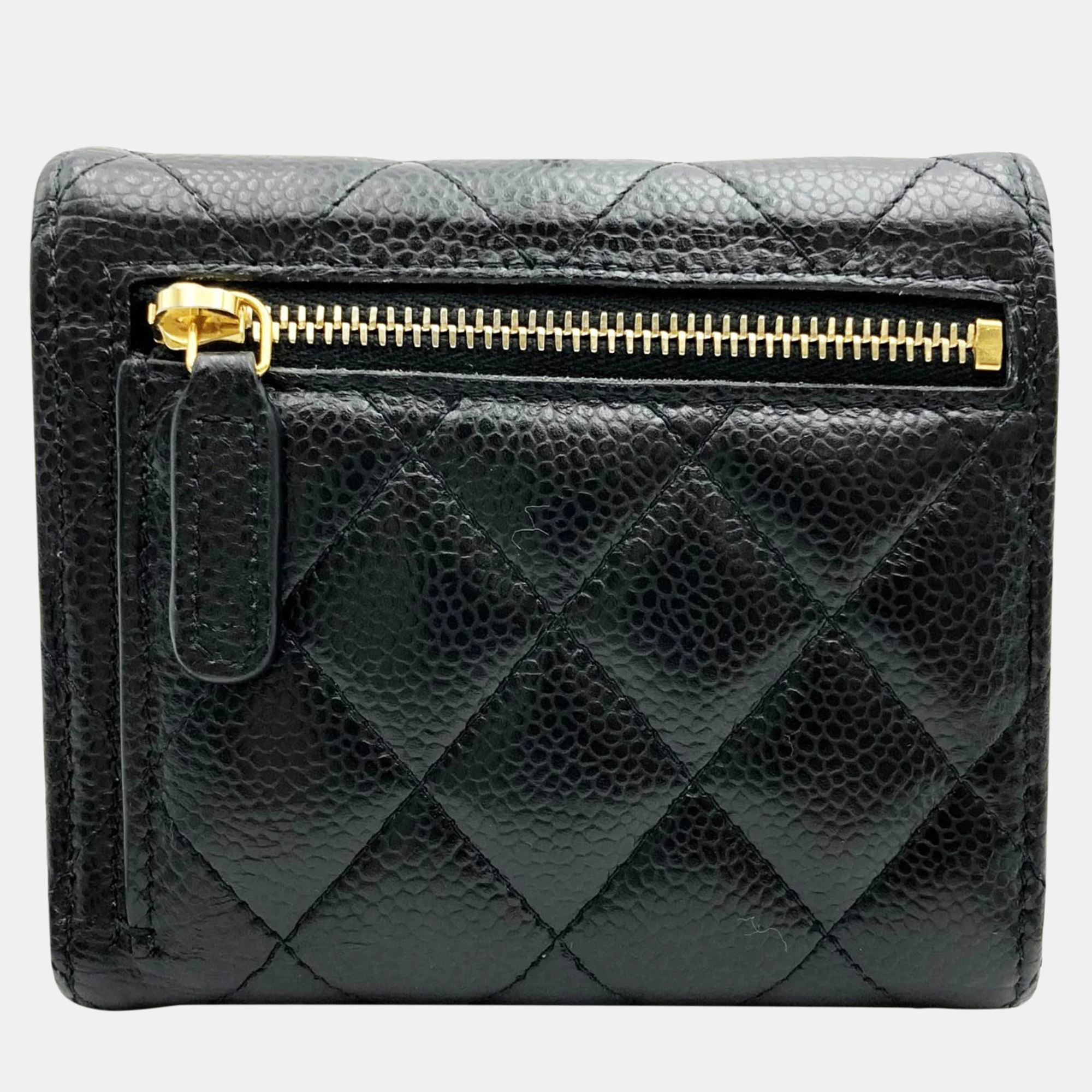 

Chanel Black Quilted Caviar Leather Classic Trifold Wallet