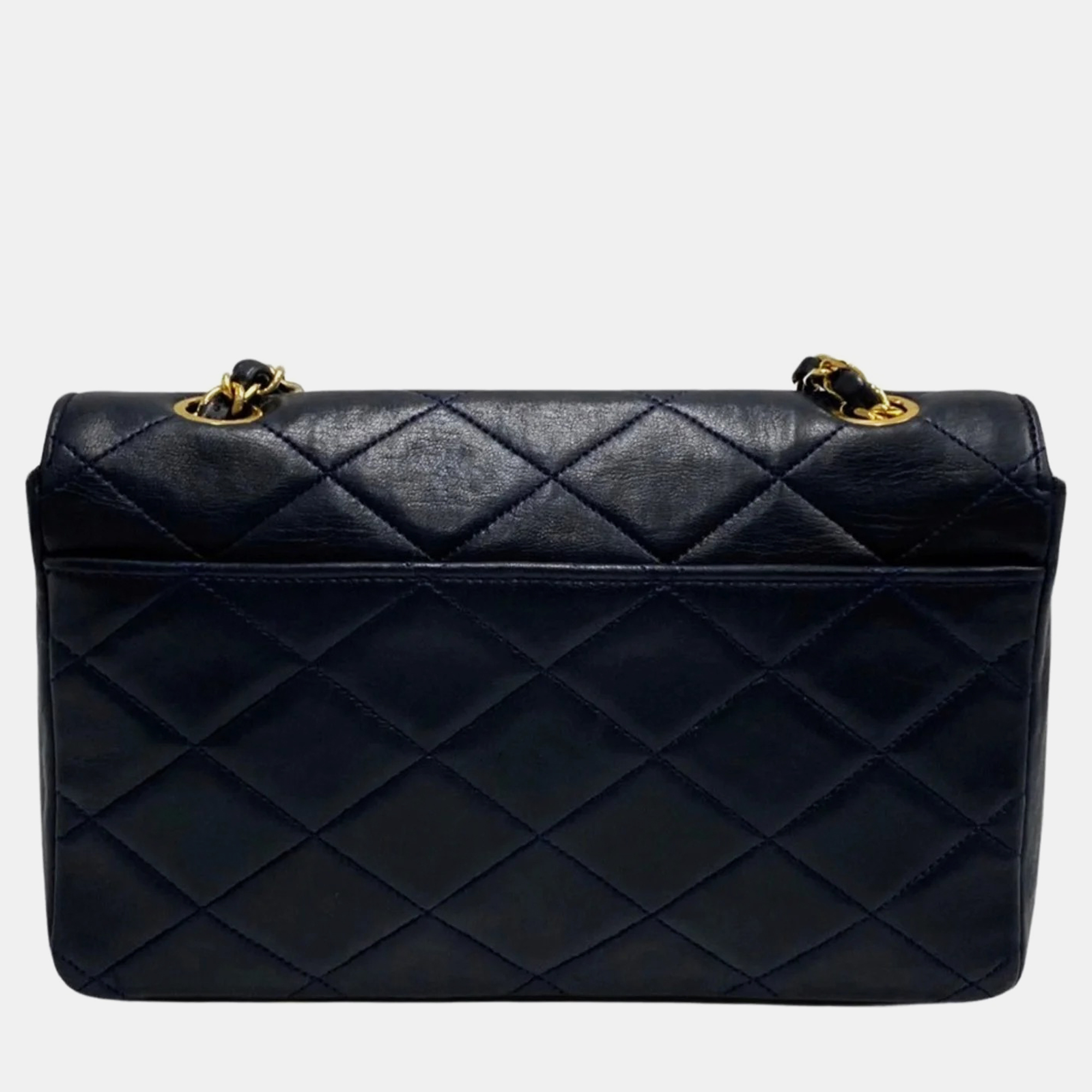 

Chanel Black Quilted Lambskin Diamond Flap Bag, Navy blue