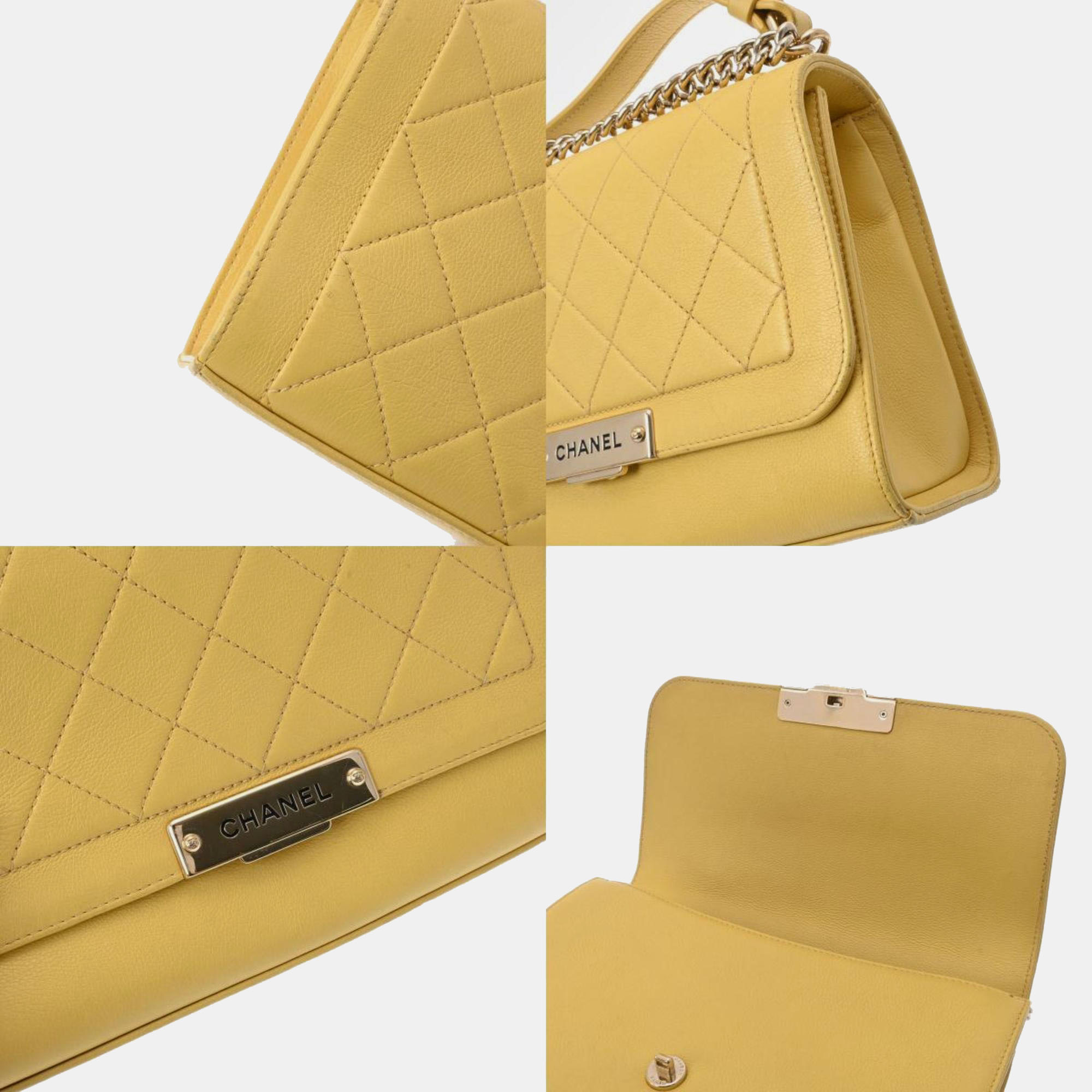 Chanel yellow leather crossbody shoulder bag 