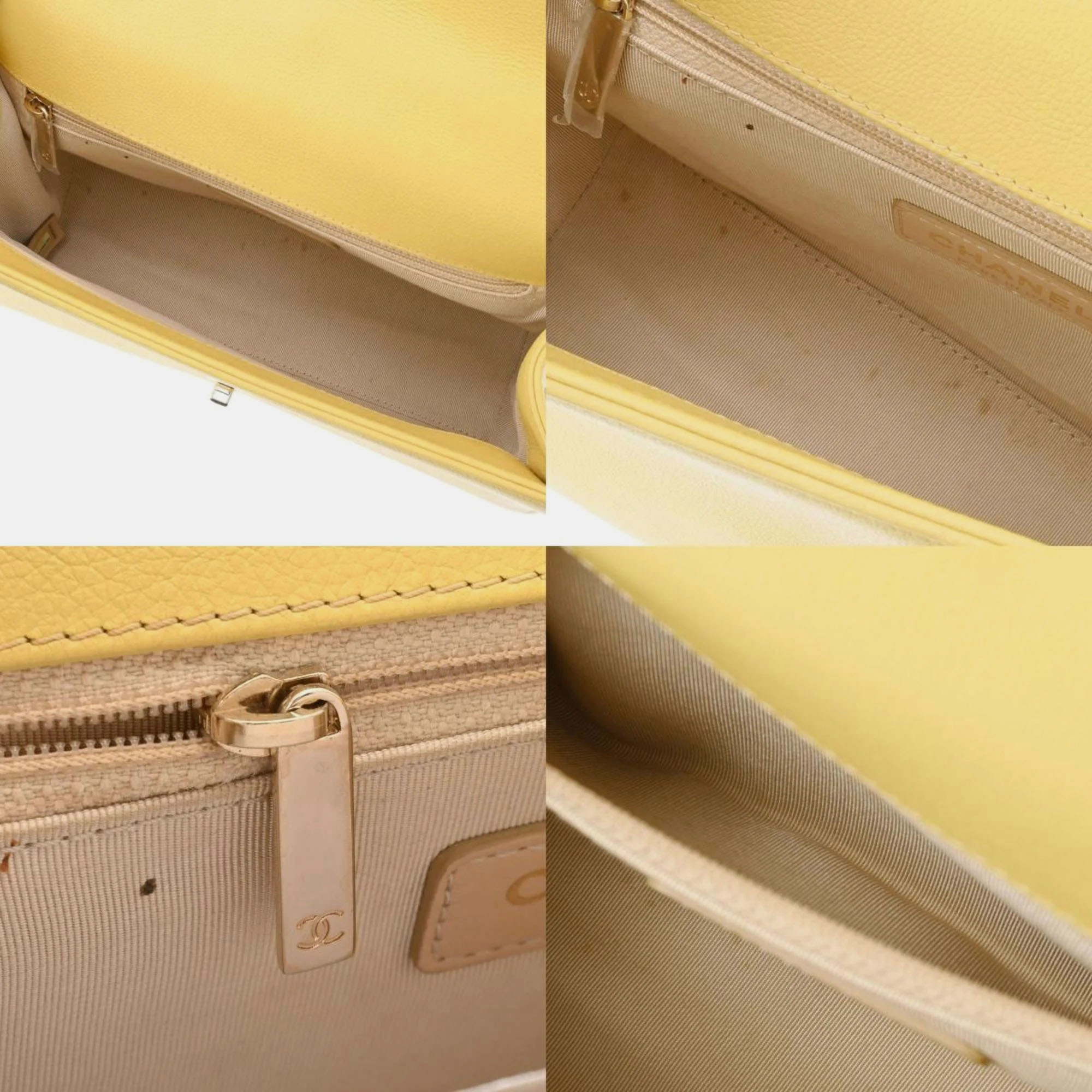 Chanel yellow leather crossbody shoulder bag 