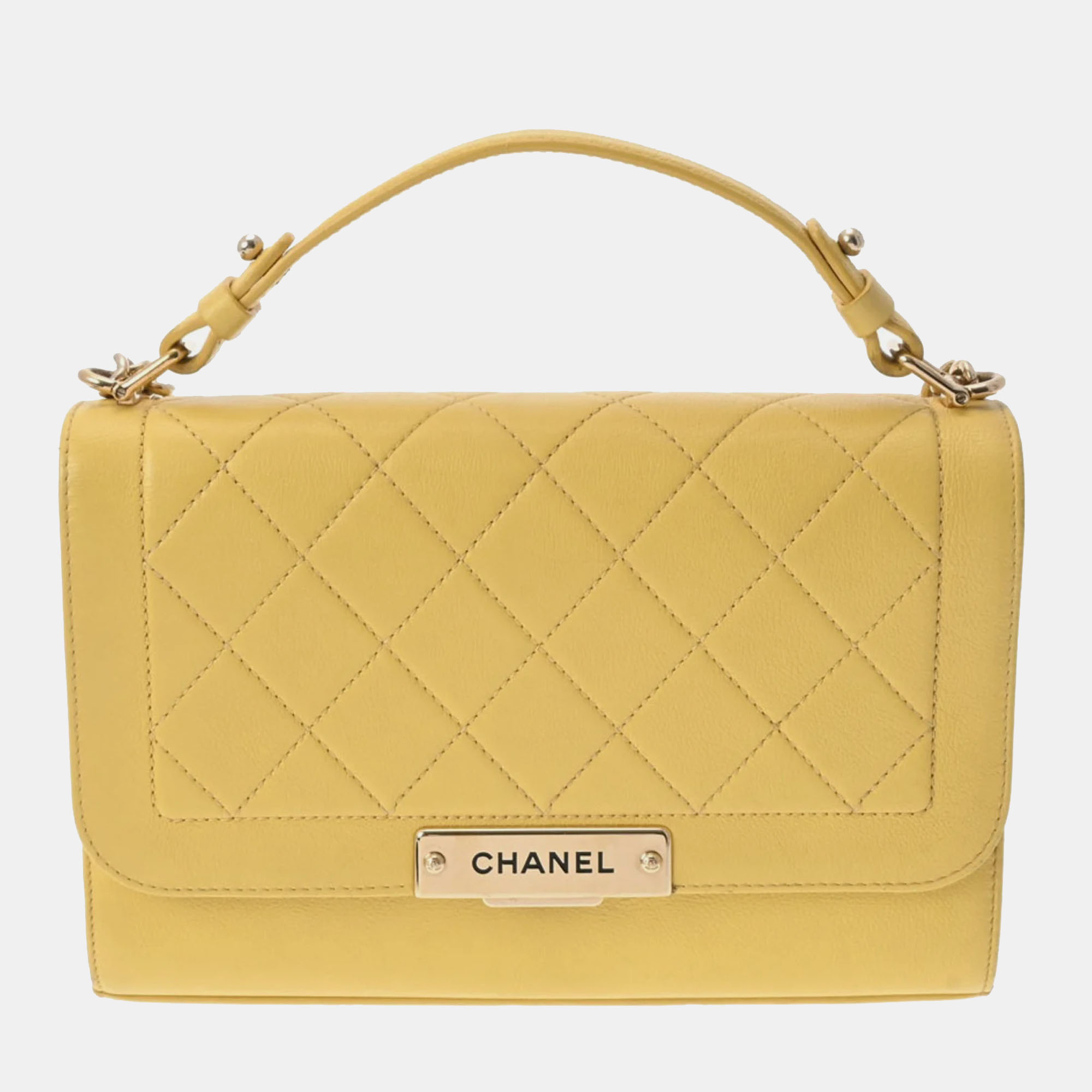 

Chanel yellow leather crossbody shoulder bag