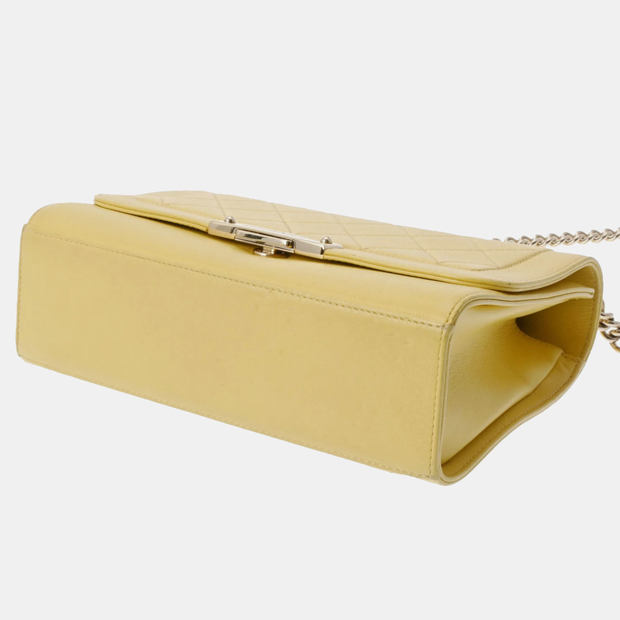Chanel yellow leather crossbody shoulder bag 