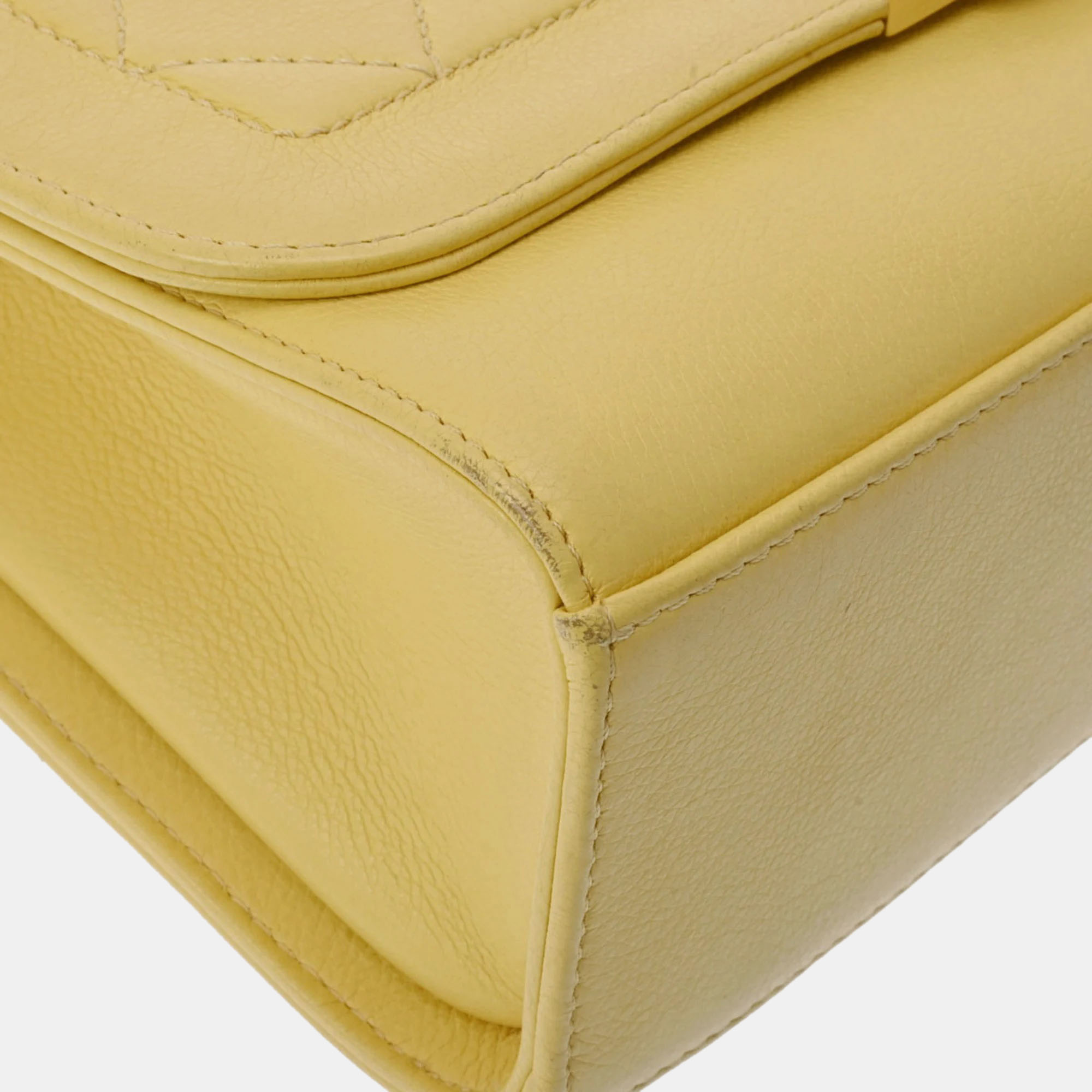 Chanel yellow leather crossbody shoulder bag 