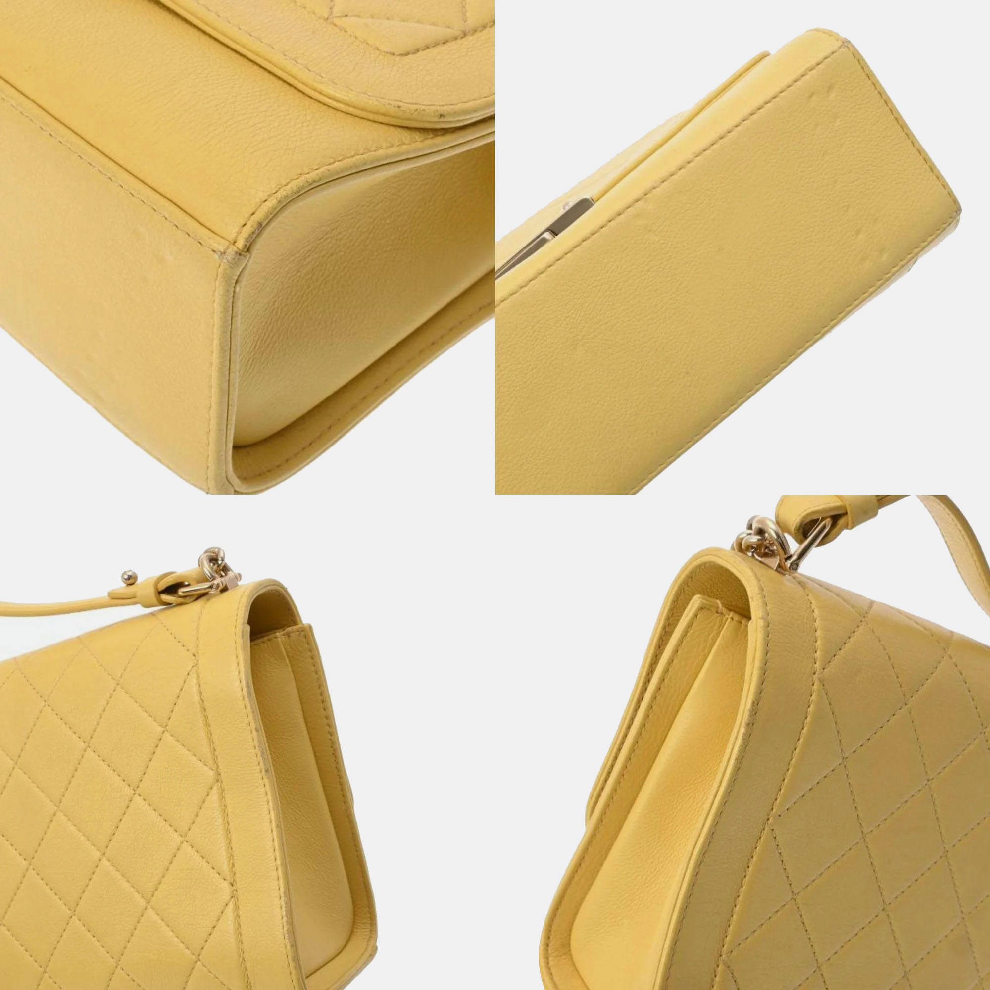 Chanel yellow leather crossbody shoulder bag 