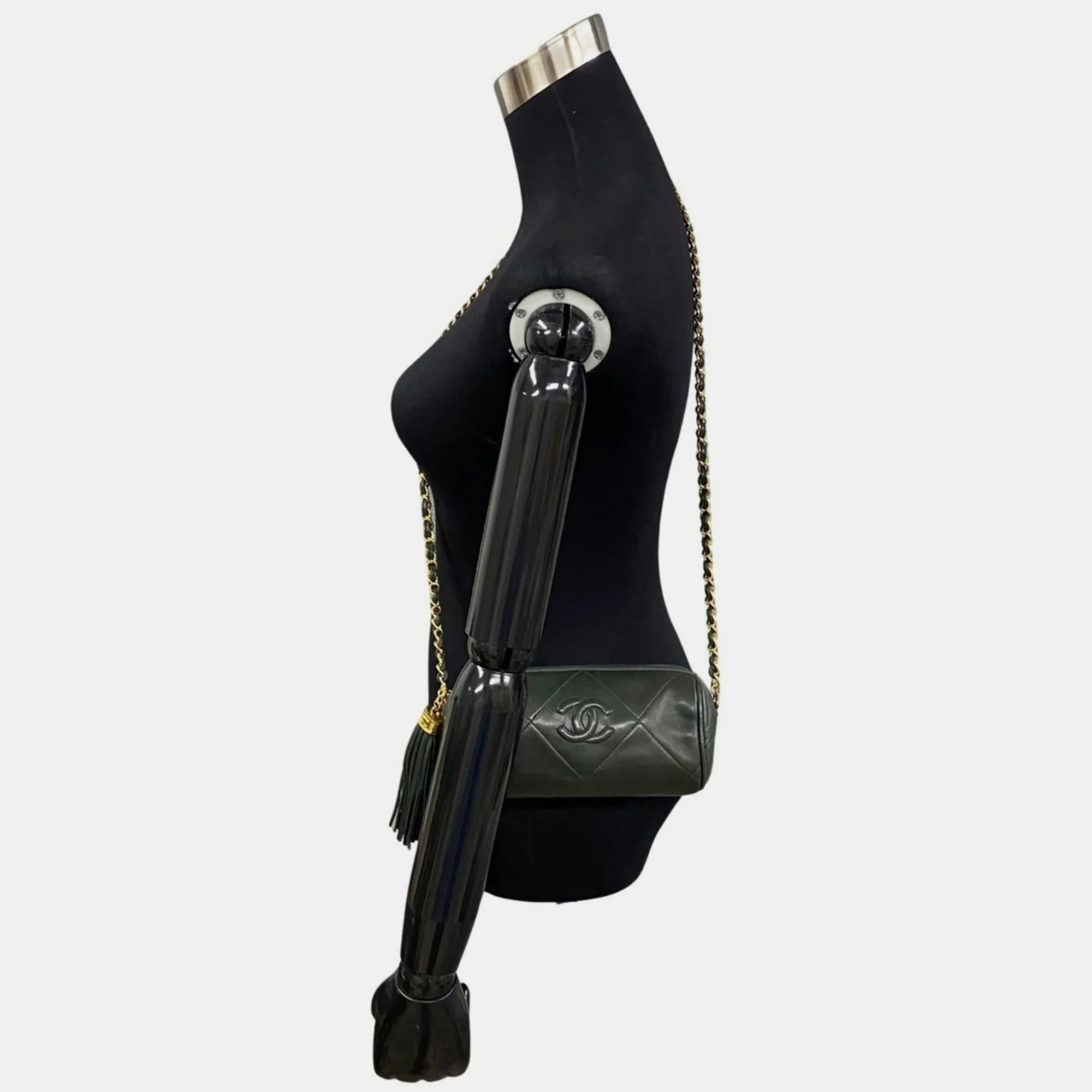 

CHANEL Black Vintage Quilted CC Shoulder Bag