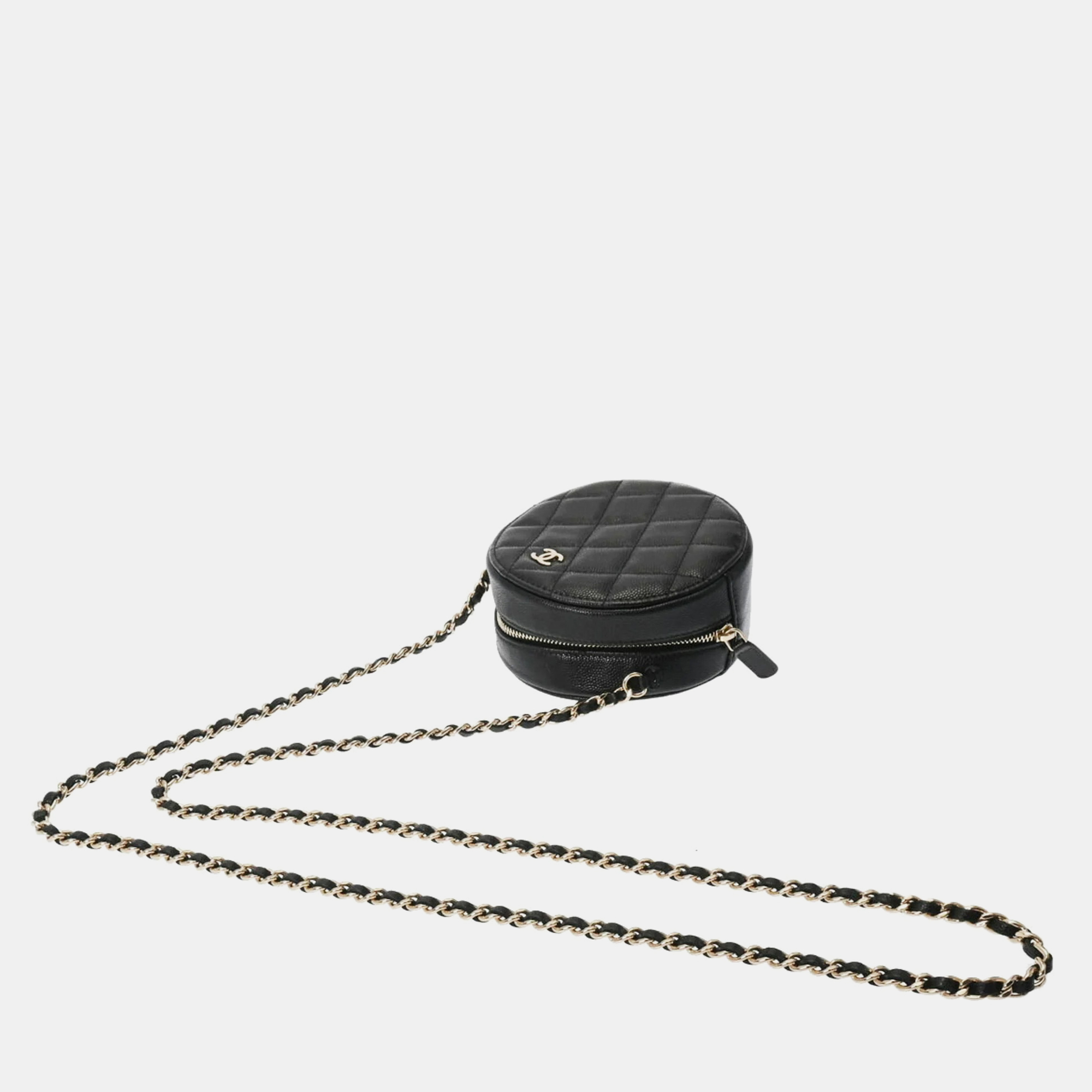 

Chanel 2020 Caviar Round Clutch w/ Chain, Black