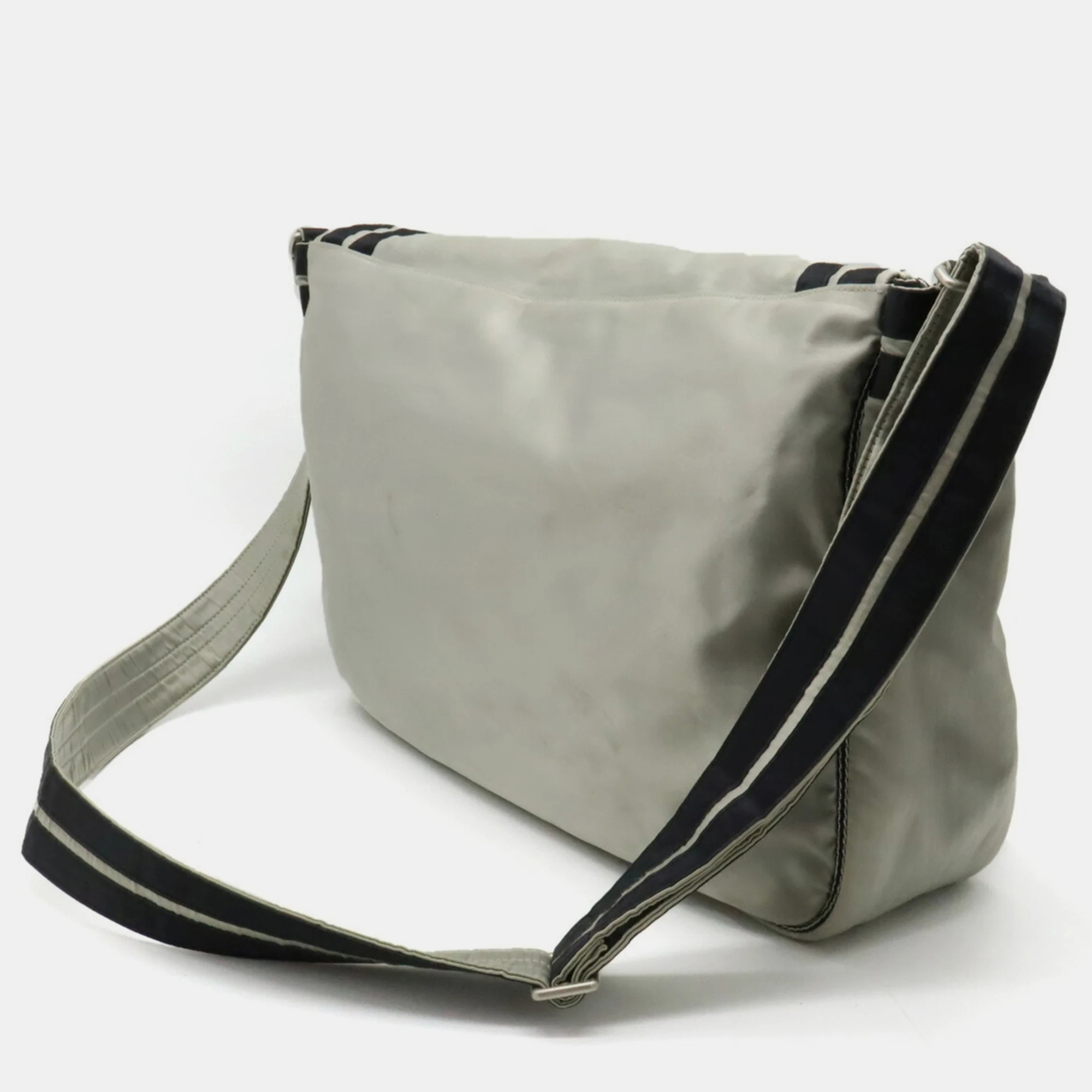 

CHANEL Satin Nylon Silver Sports Line Coco Mark Messenger Bag