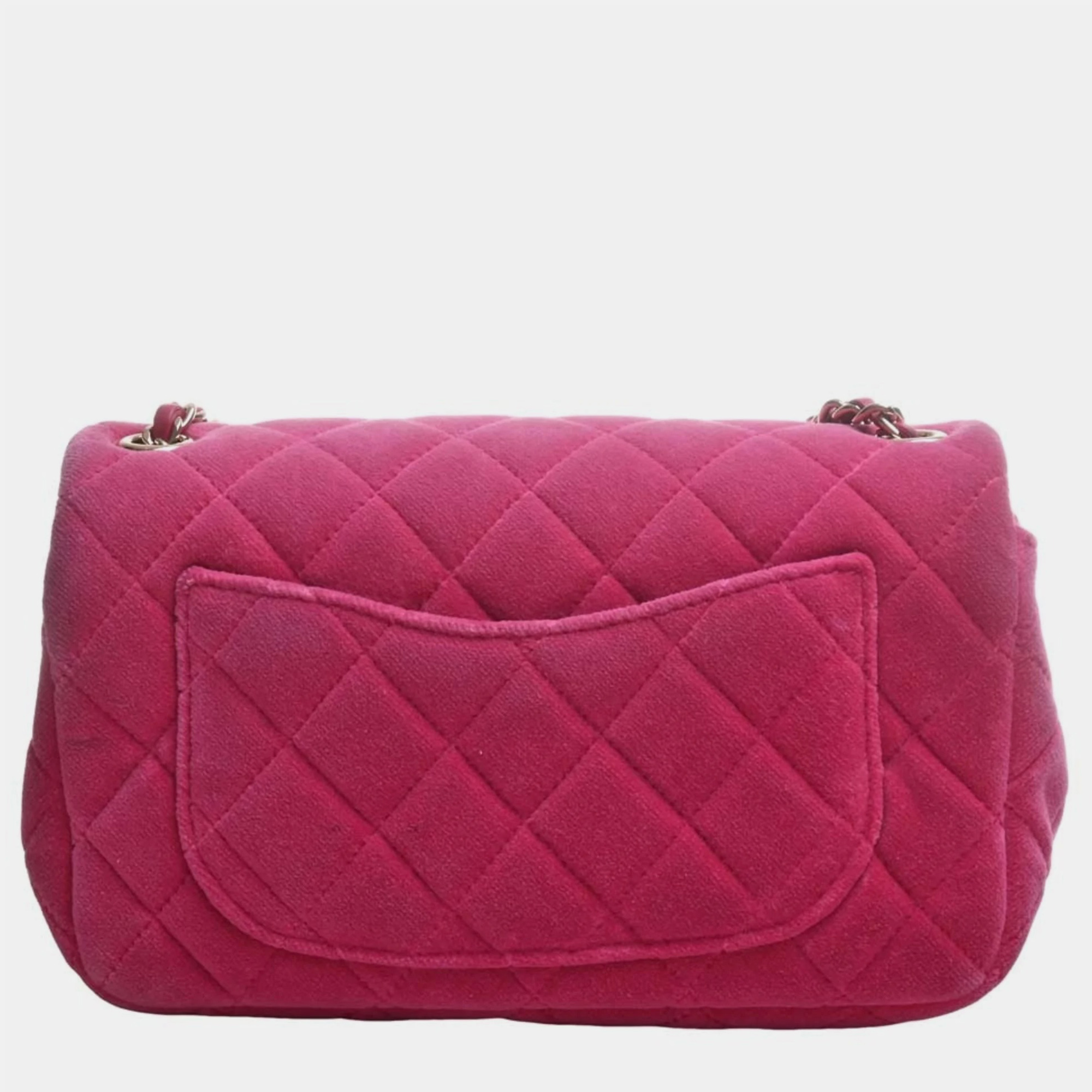 

Chanel Pink Quilted Velvet Pearl Crush Mini Flap Bag