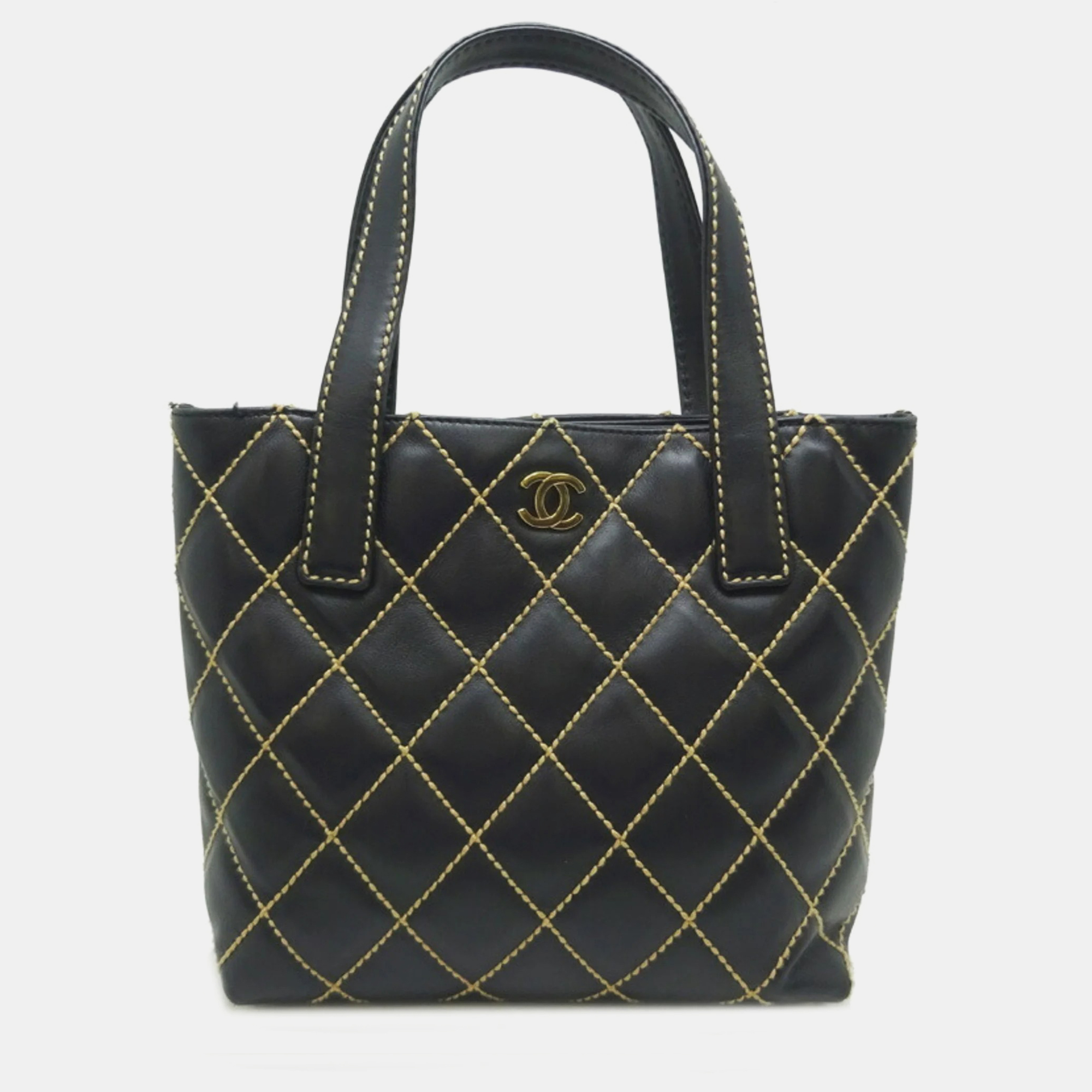 

Chanel Leather Black Wild Stitch Tote