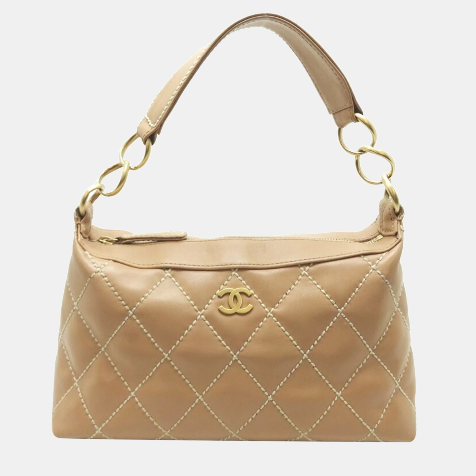 

CHANEL Quilted CC Shoulder Bag, Beige