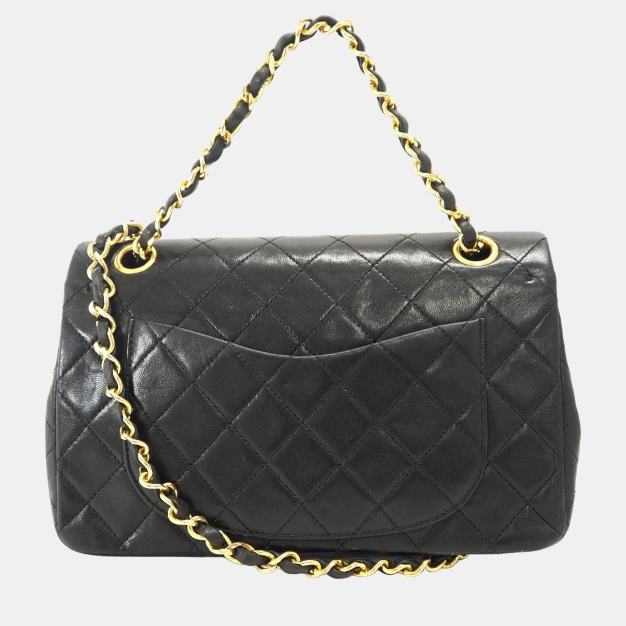 

Chanel Lambskin Leather  Classic Double Flap Shoulder Bag, Black