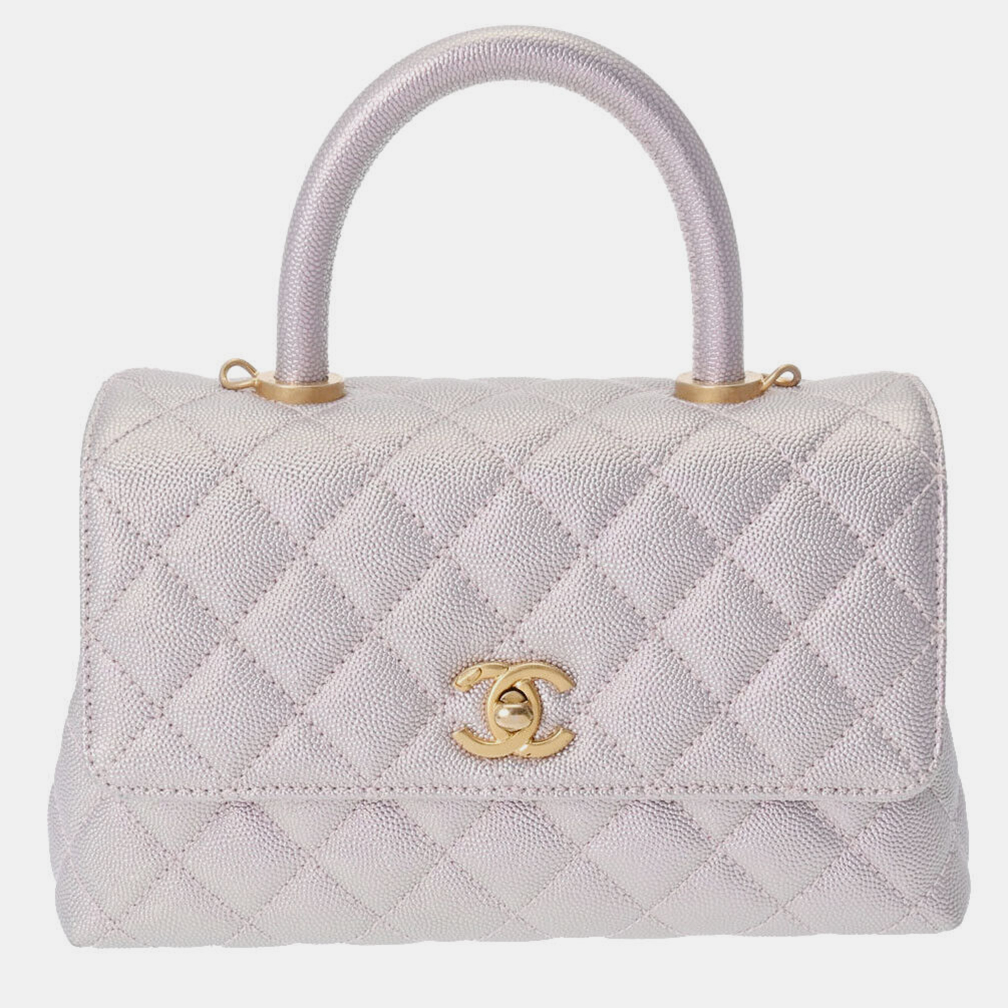 

Chanel Pink Caviar Leather Coco Top Handle Bag