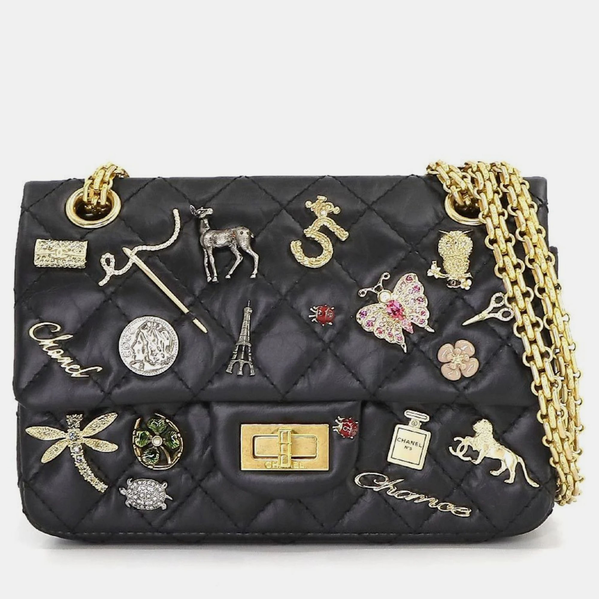

Chanel Calf Leather  Reissue 2.55 Shoulder Bags, Black