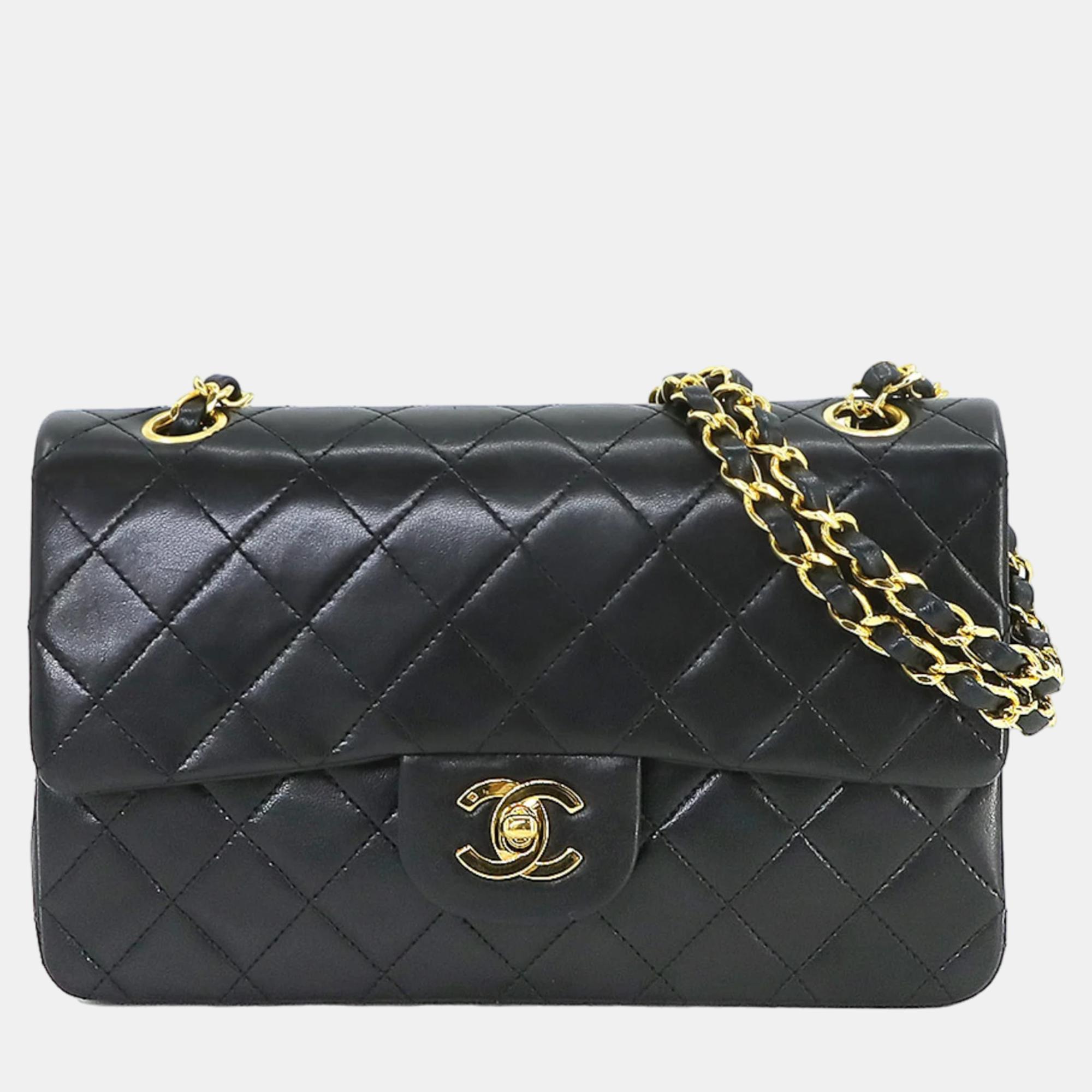 

Chanel Lambskin Leather  Classic Double Flap Shoulder Bag, Black