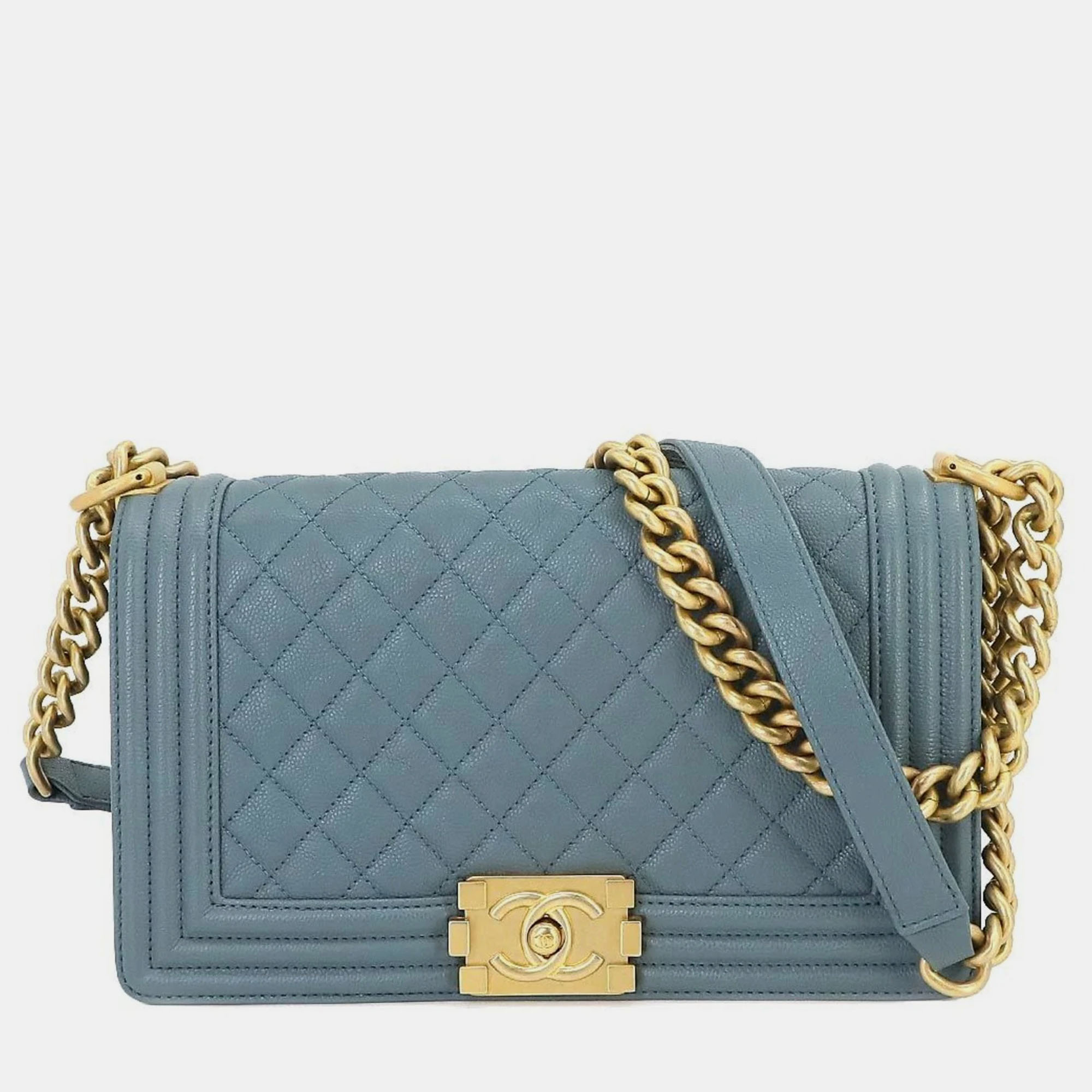 

Chanel Caviar Leather  Boy Shoulder Bags, Blue