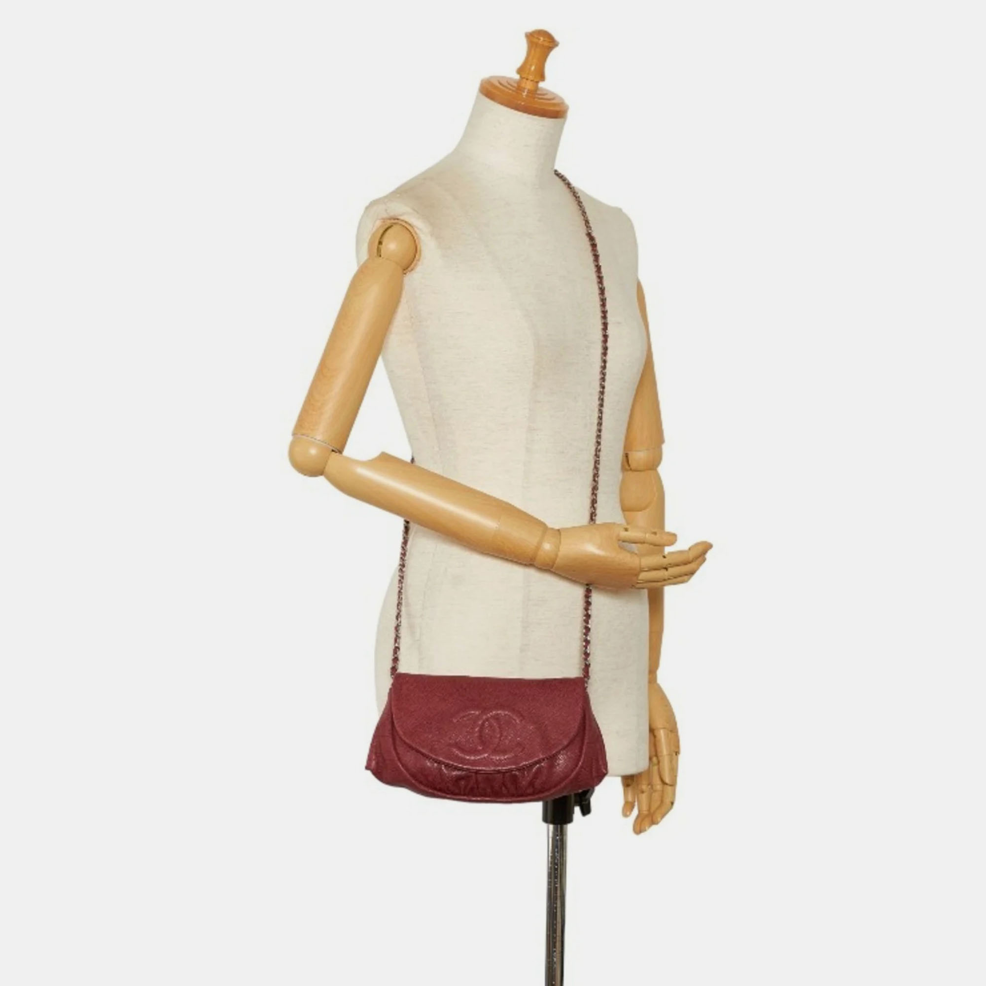

Chanel Red Leather Half Moon Shoulder Bag