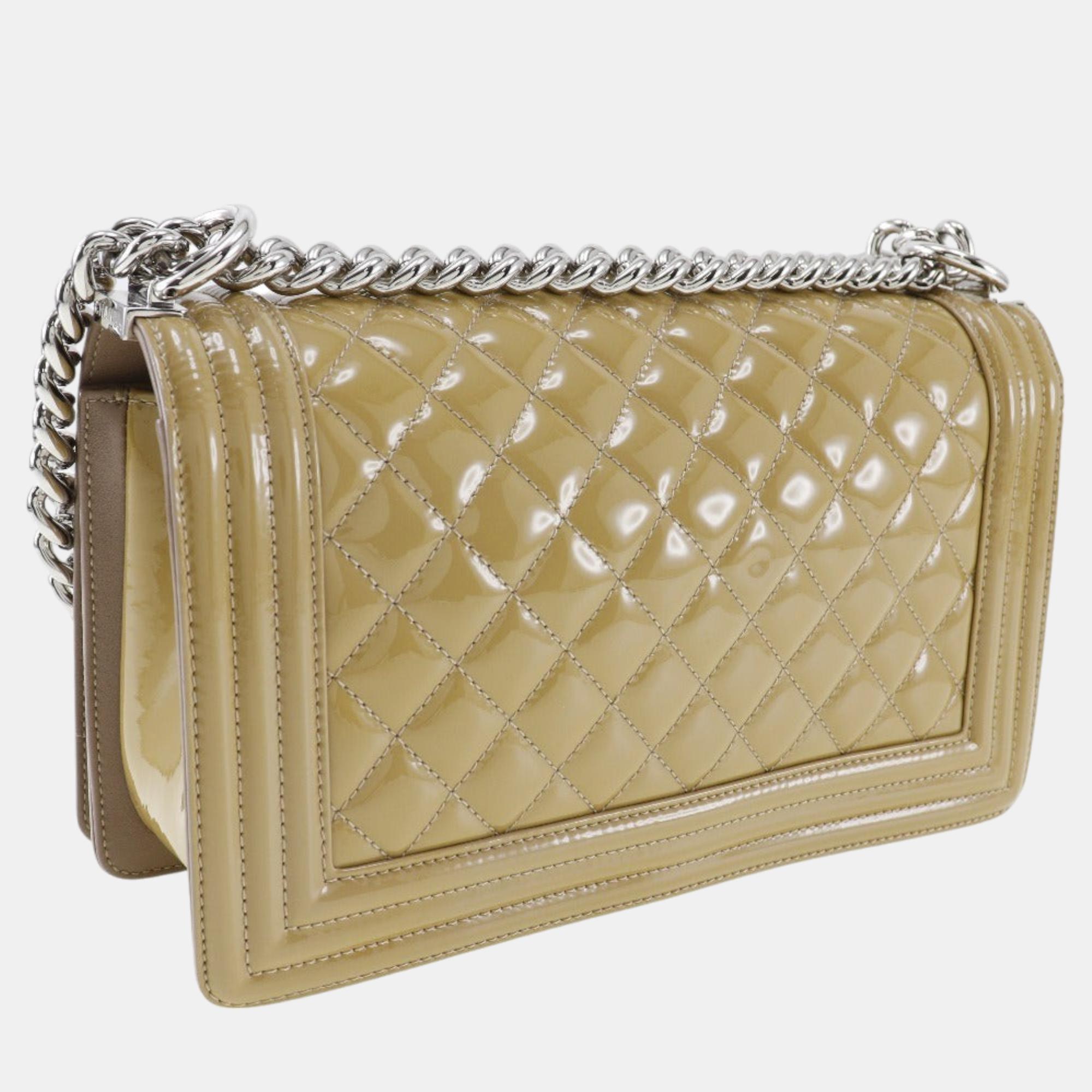 

Chanel Beige Patent Leather Small Boy Shoulder Bag