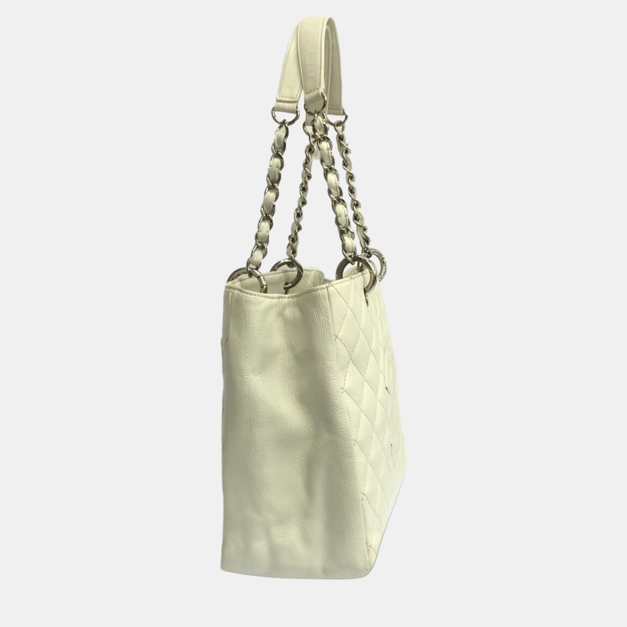 

Chanel White Caviar Grand Shopping Tote