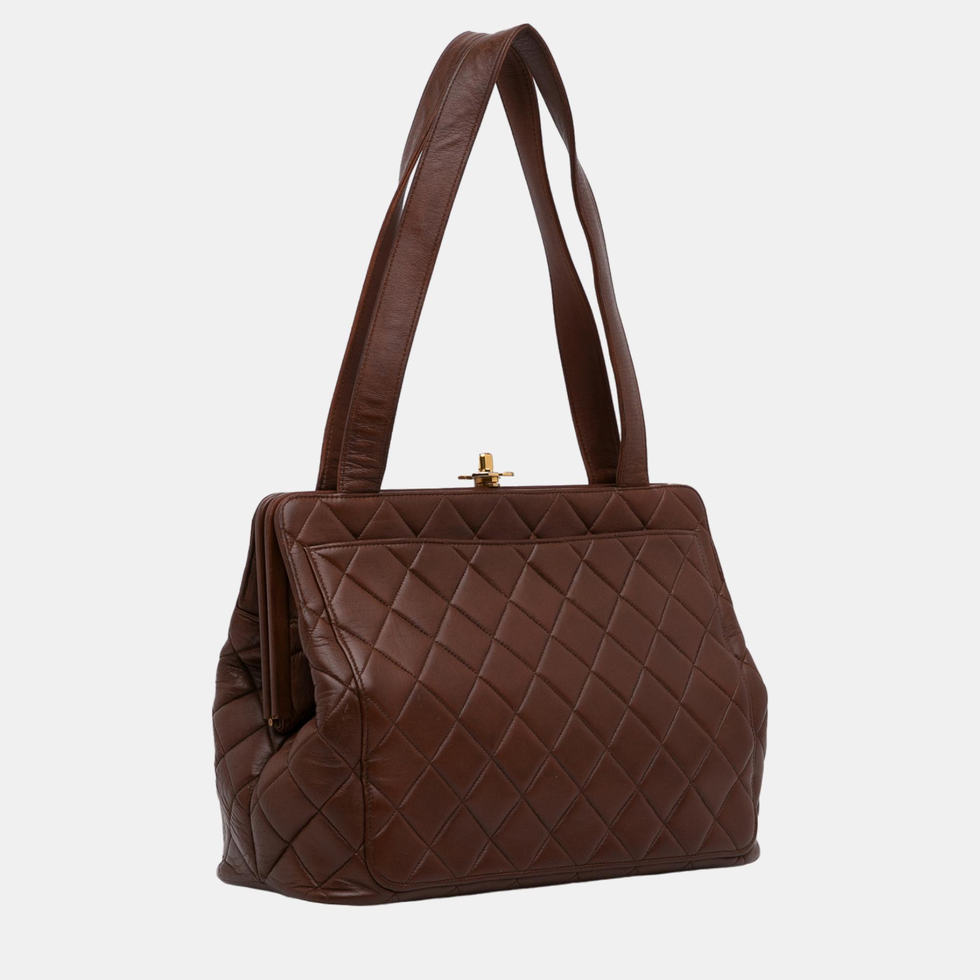 

Chanel Brown Quilted Frame Shoulder Bag