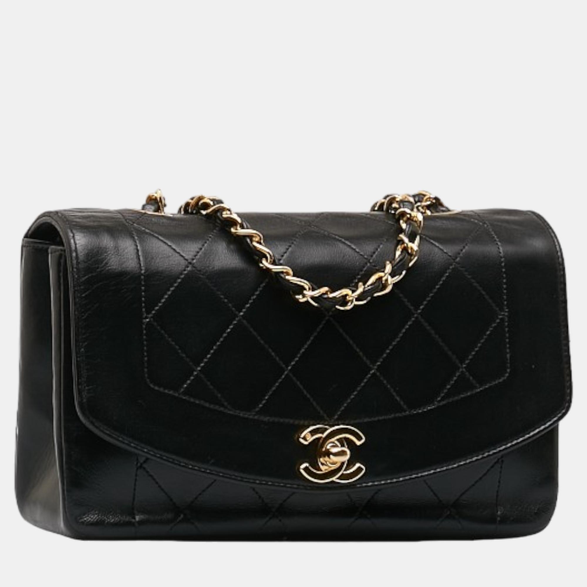 

Chanel Black Leather Diana Flap Crossbody Bag