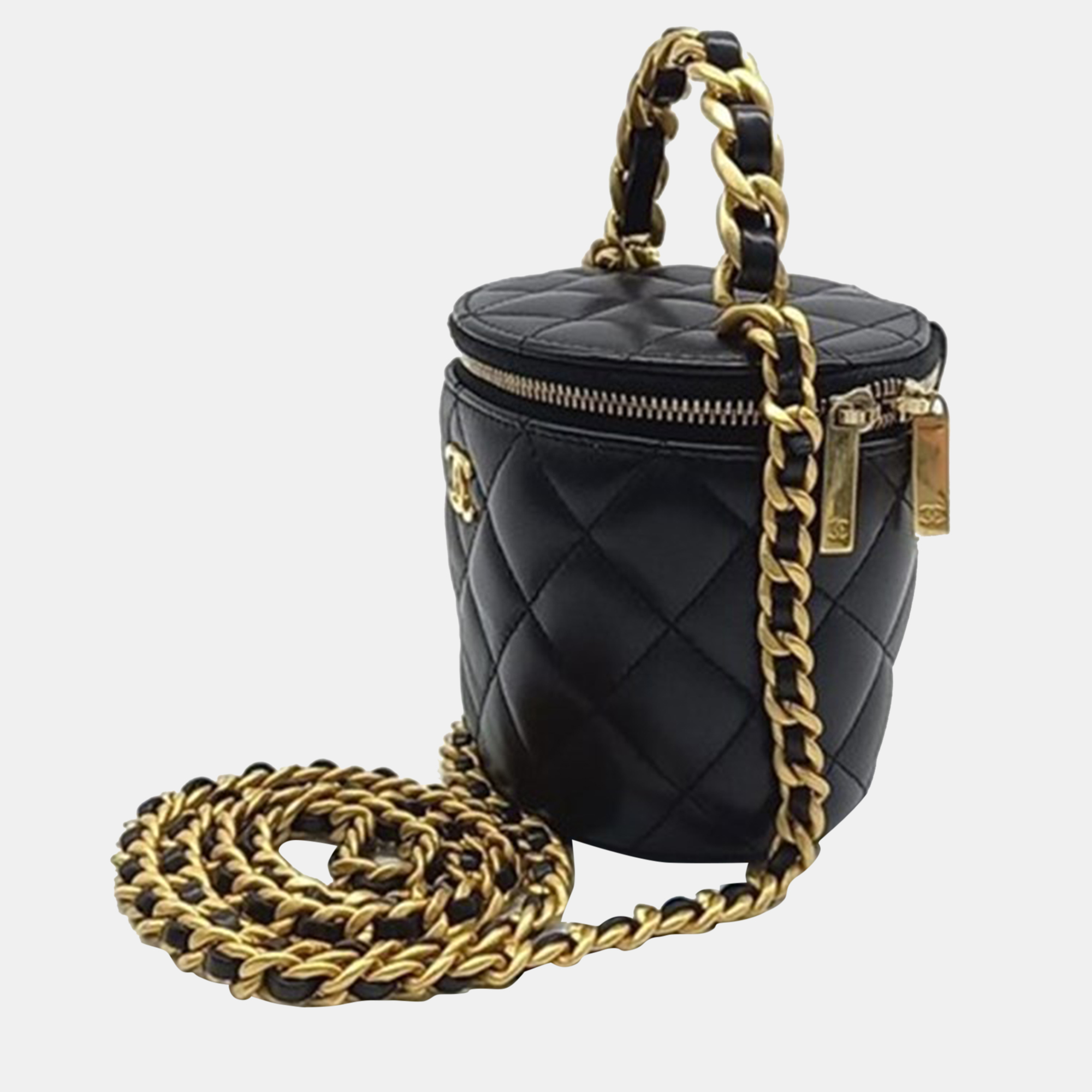 

Chanel Lambskin Mini Chain Top Handle Crossbody Bag, Black